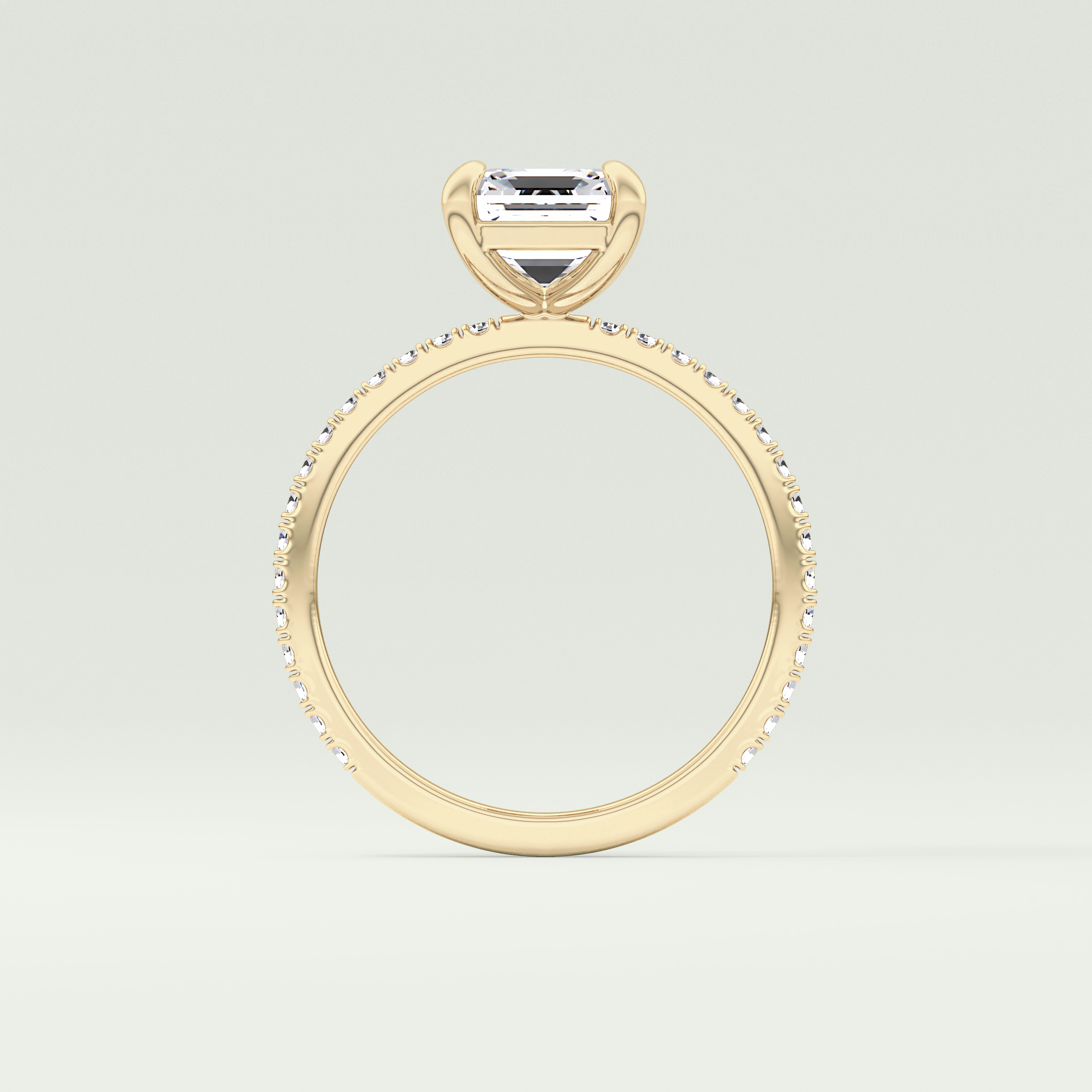 2.0 CT Emerald Cut Pave Lab-Grown Diamond Engagement Ring 6