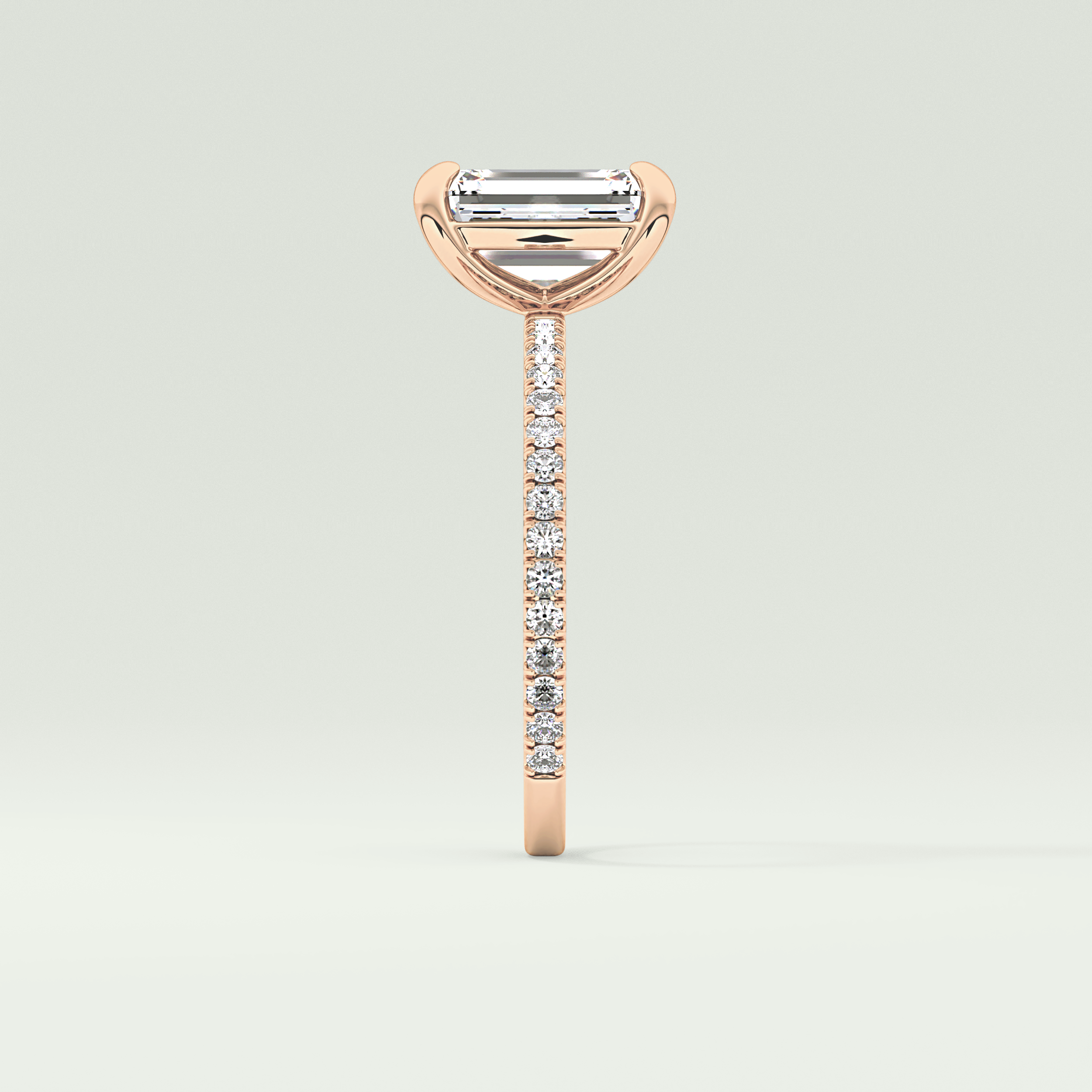 2.0 CT Emerald Cut Pave Moissanite Engagement Ring