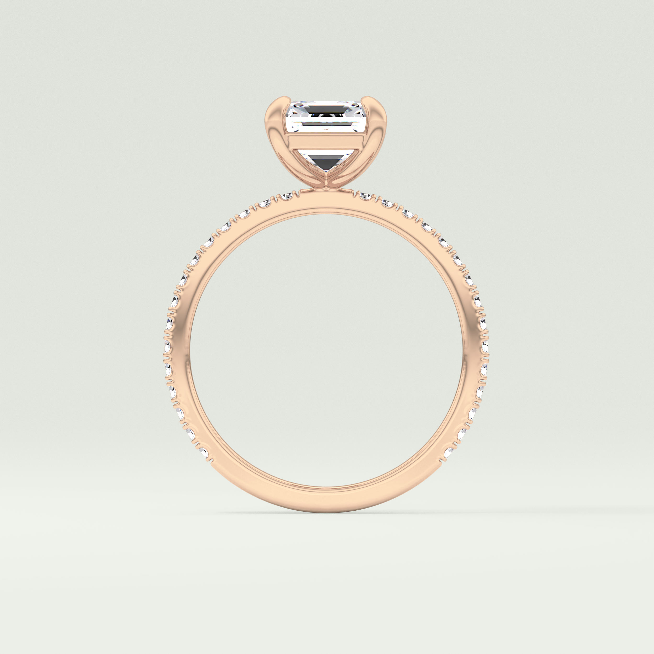 2.0 CT Emerald Cut Pave Lab-Grown Diamond Engagement Ring 13