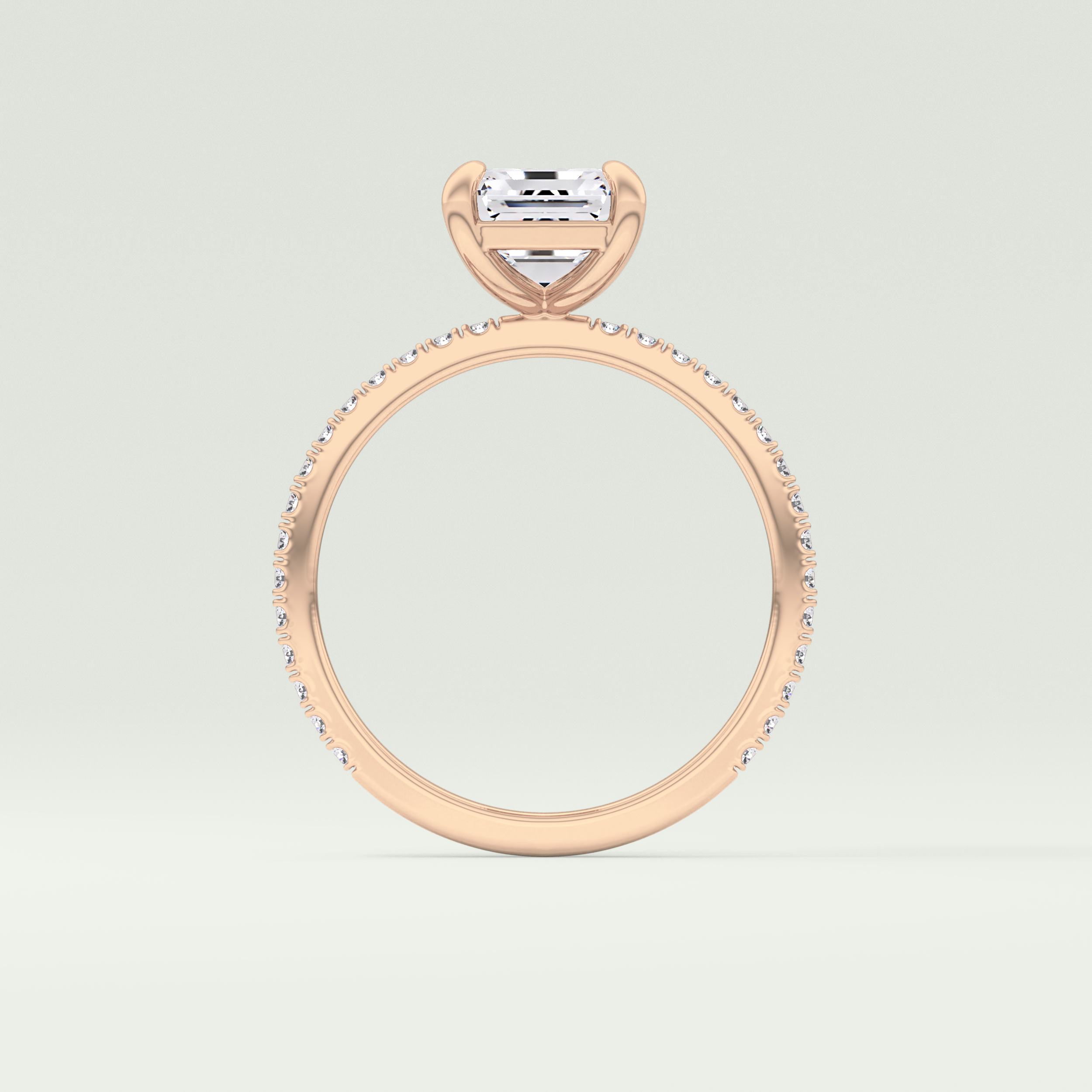 2.0 CT Emerald Cut Pave Lab-Grown Diamond Engagement Ring 14