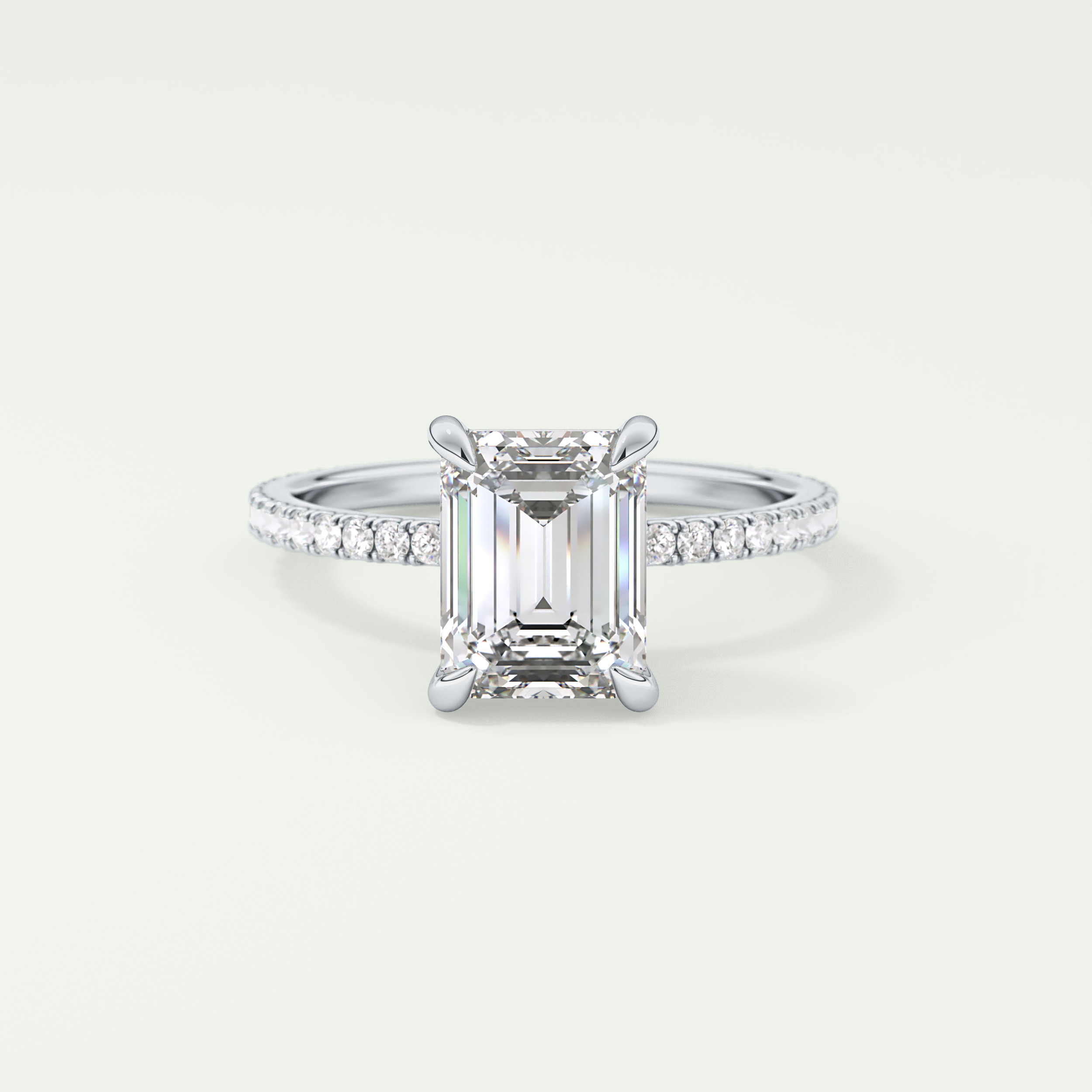 2.0 CT Emerald Cut Pave Lab-Grown Diamond Engagement Ring 15