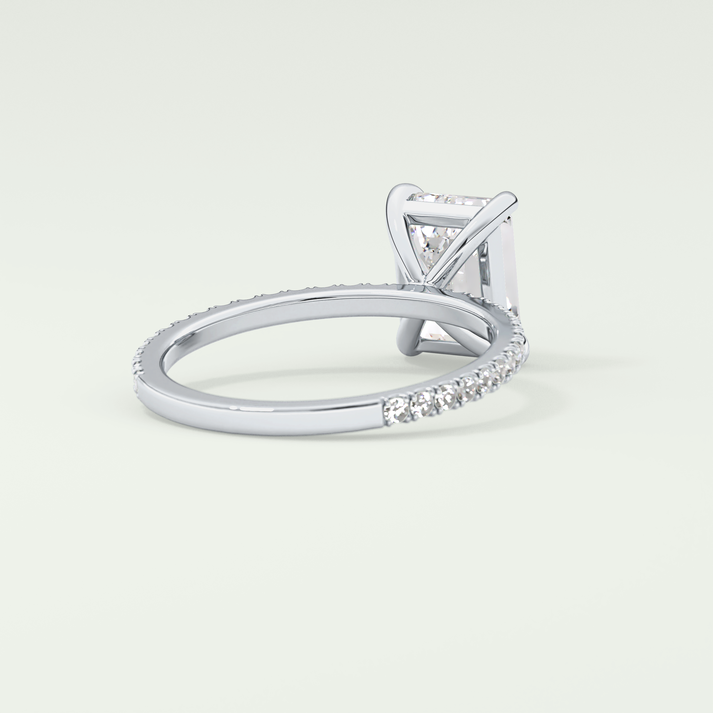 2.0 CT Emerald Cut Pave Lab-Grown Diamond Engagement Ring 16