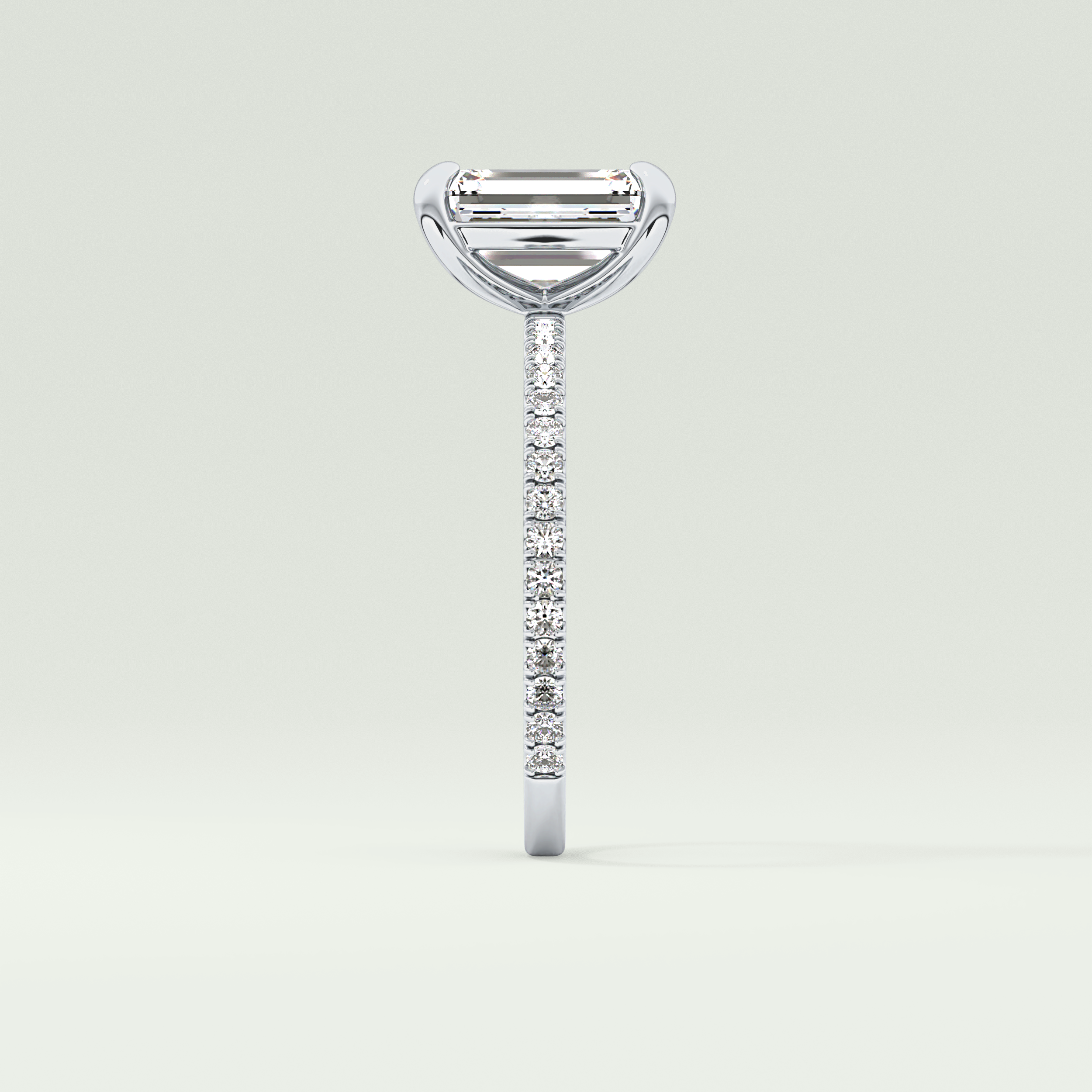 2.0 CT Emerald Cut Pave Lab-Grown Diamond Engagement Ring 18