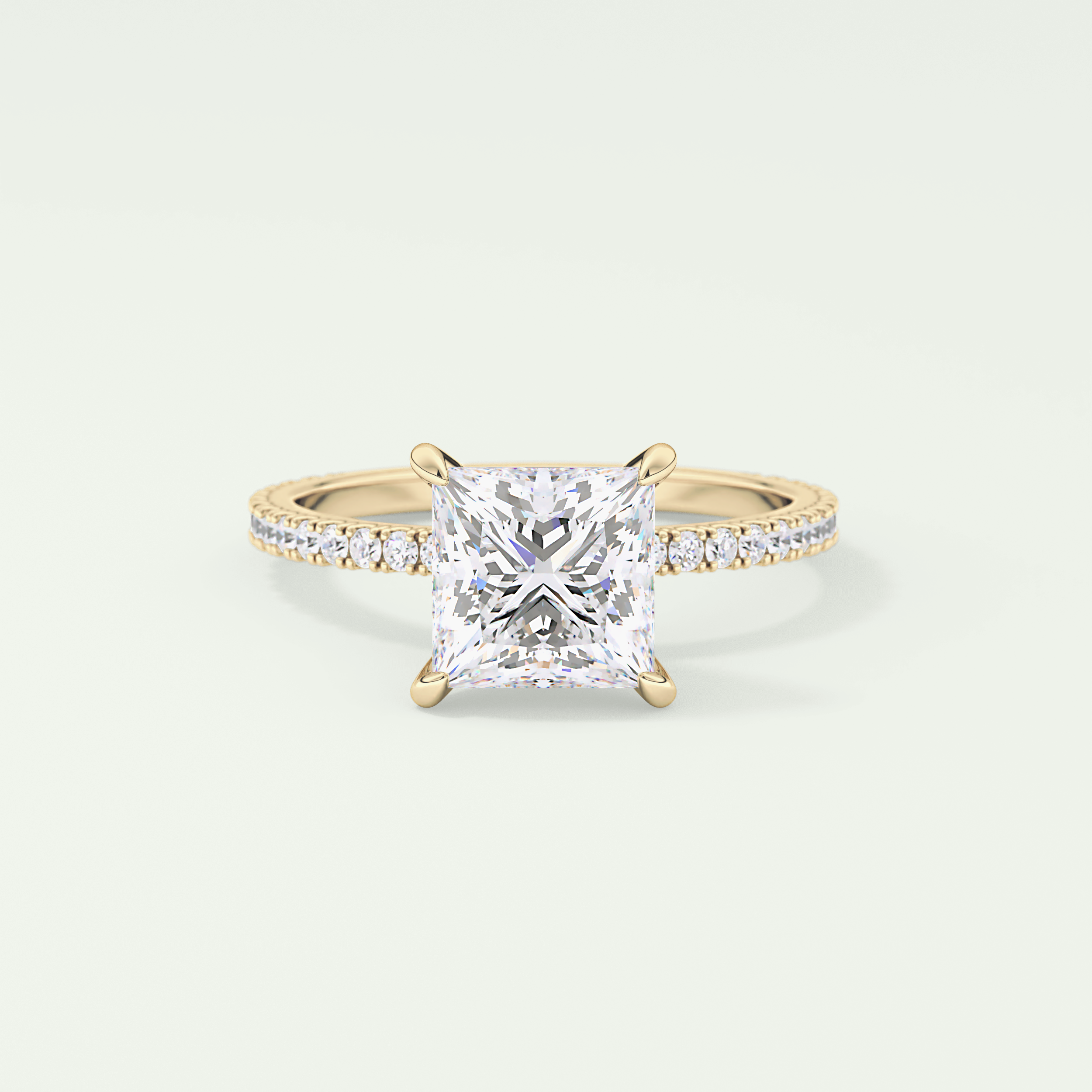 2.0 CT Princess Cut Pave Lab-Grown Diamond Engagement Ring 1