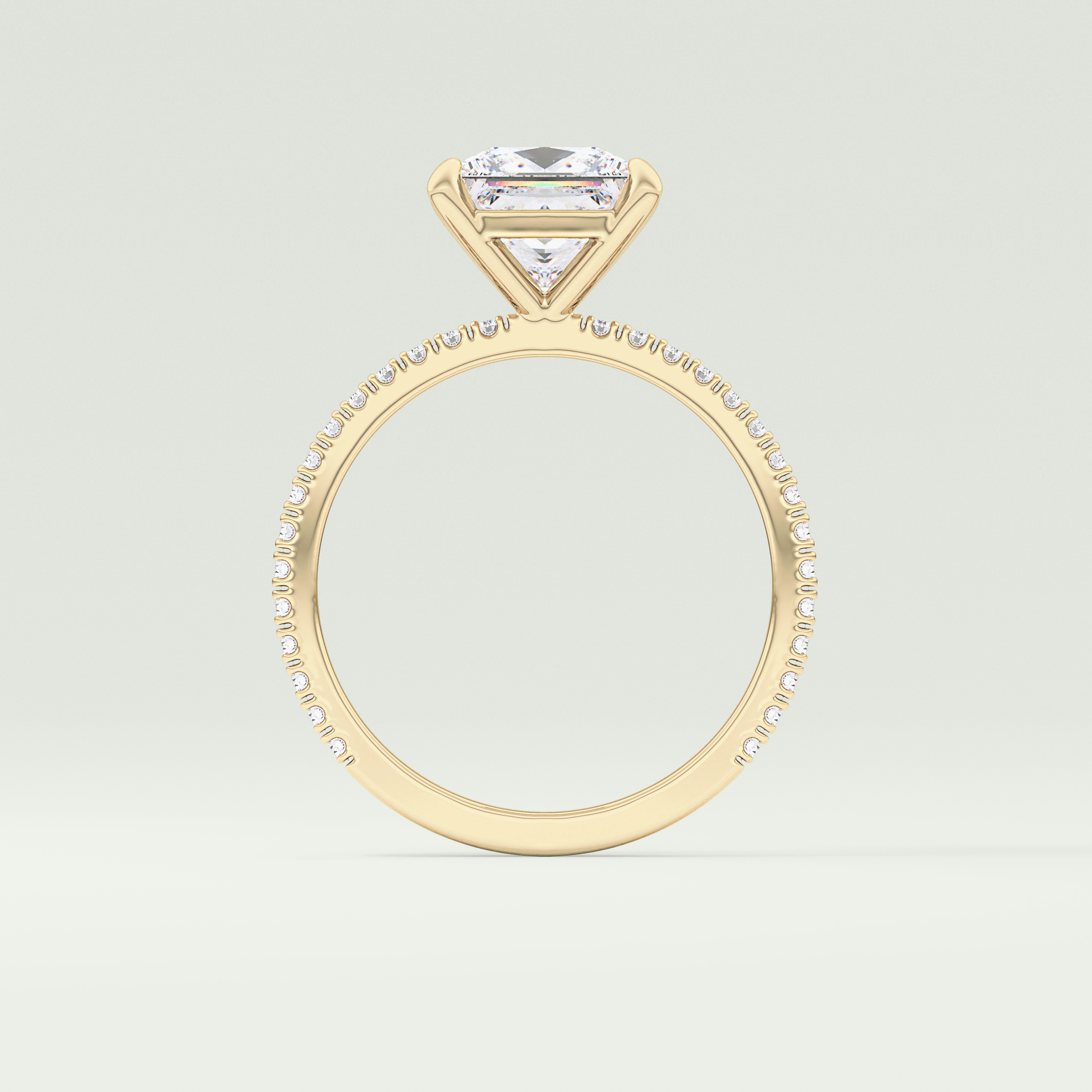 2.0 CT Princess Cut Pave Moissanite Engagement Ring