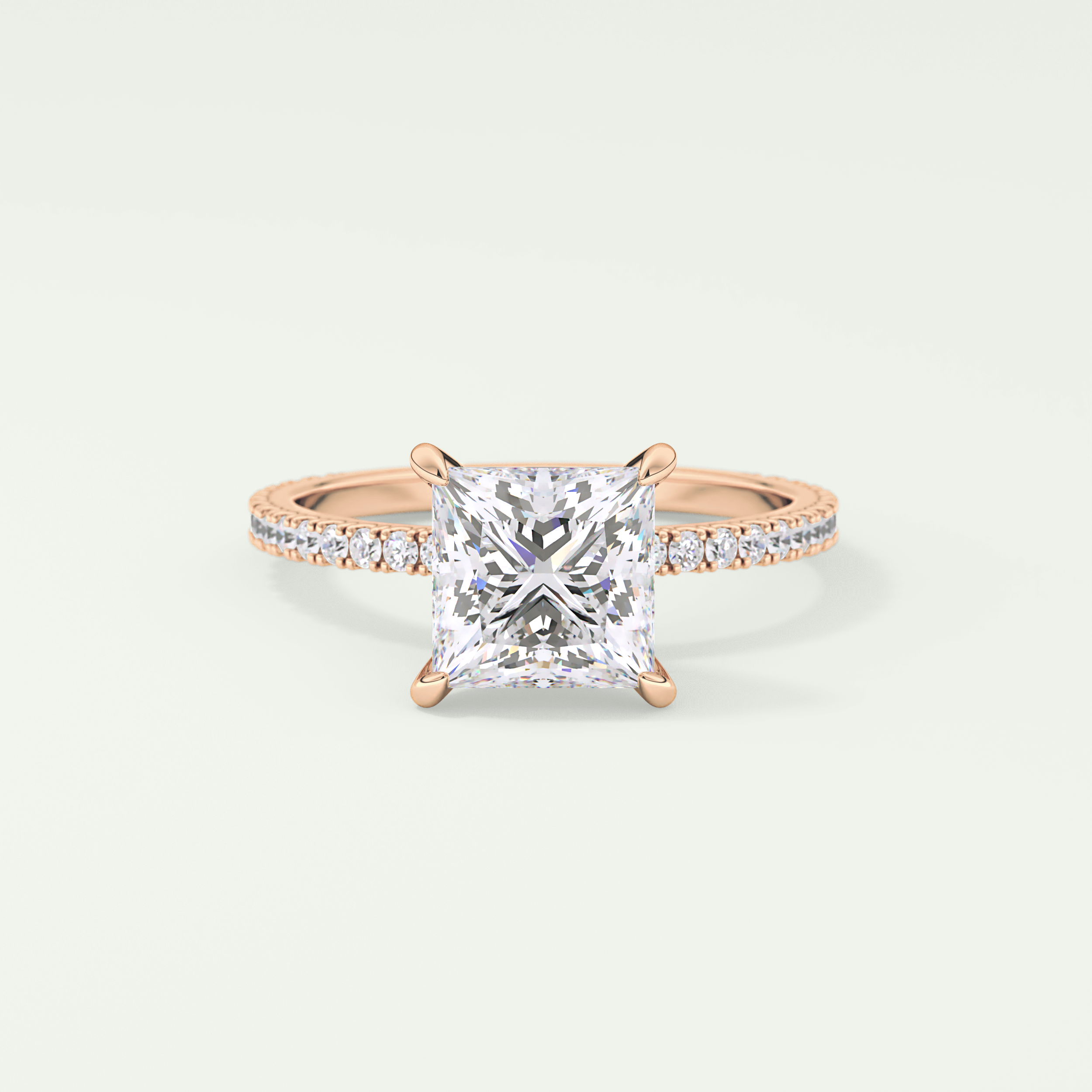 2.0 CT Princess Cut Pave Lab-Grown Diamond Engagement Ring 9