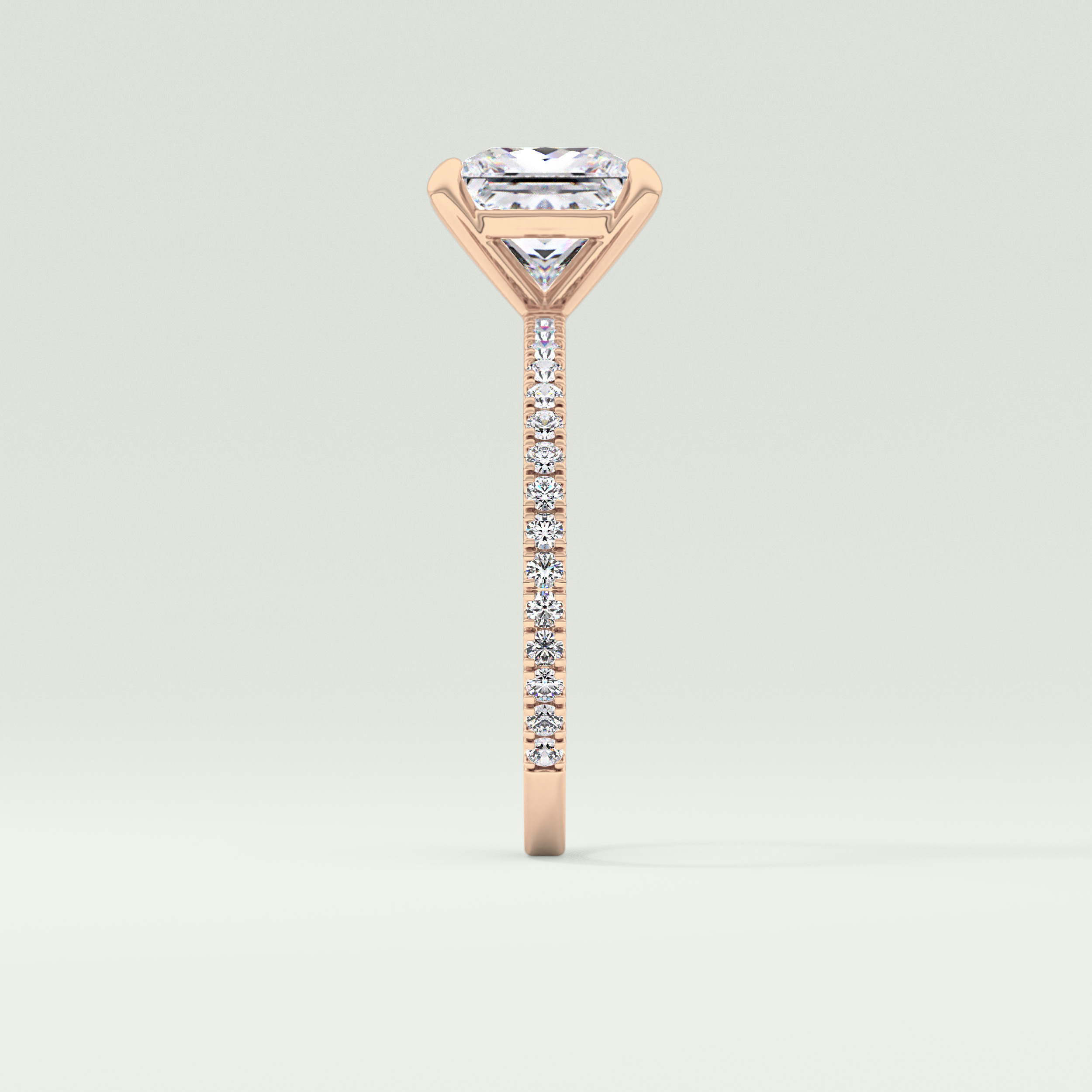 2.0 CT Princess Cut Pave Lab-Grown Diamond Engagement Ring 14