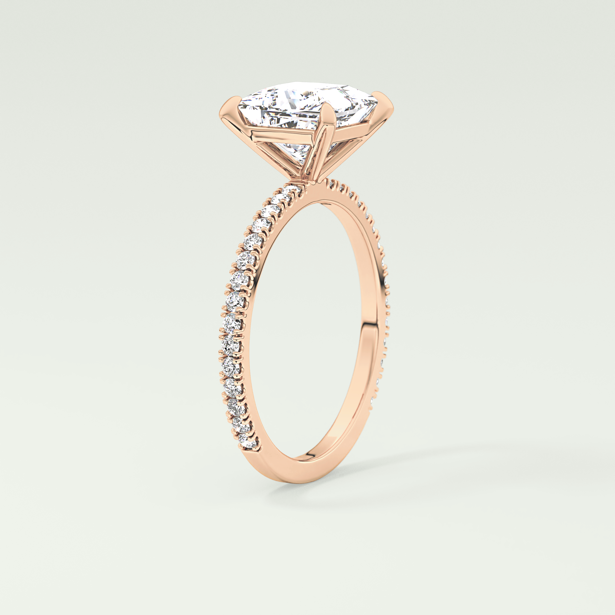 2.0 CT Princess Cut Pave Lab-Grown Diamond Engagement Ring 15