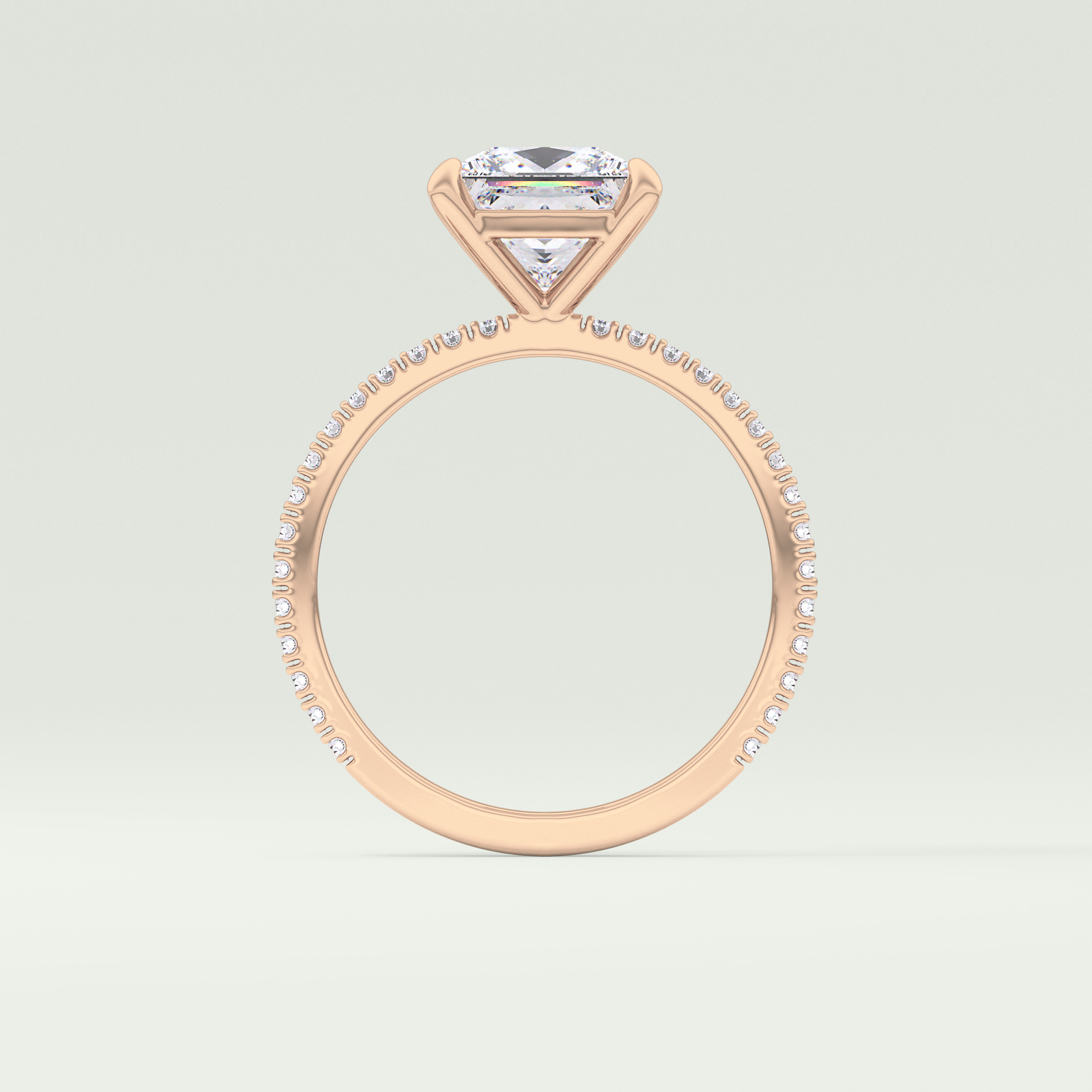 2.0 CT Princess Cut Pave Lab-Grown Diamond Engagement Ring 16
