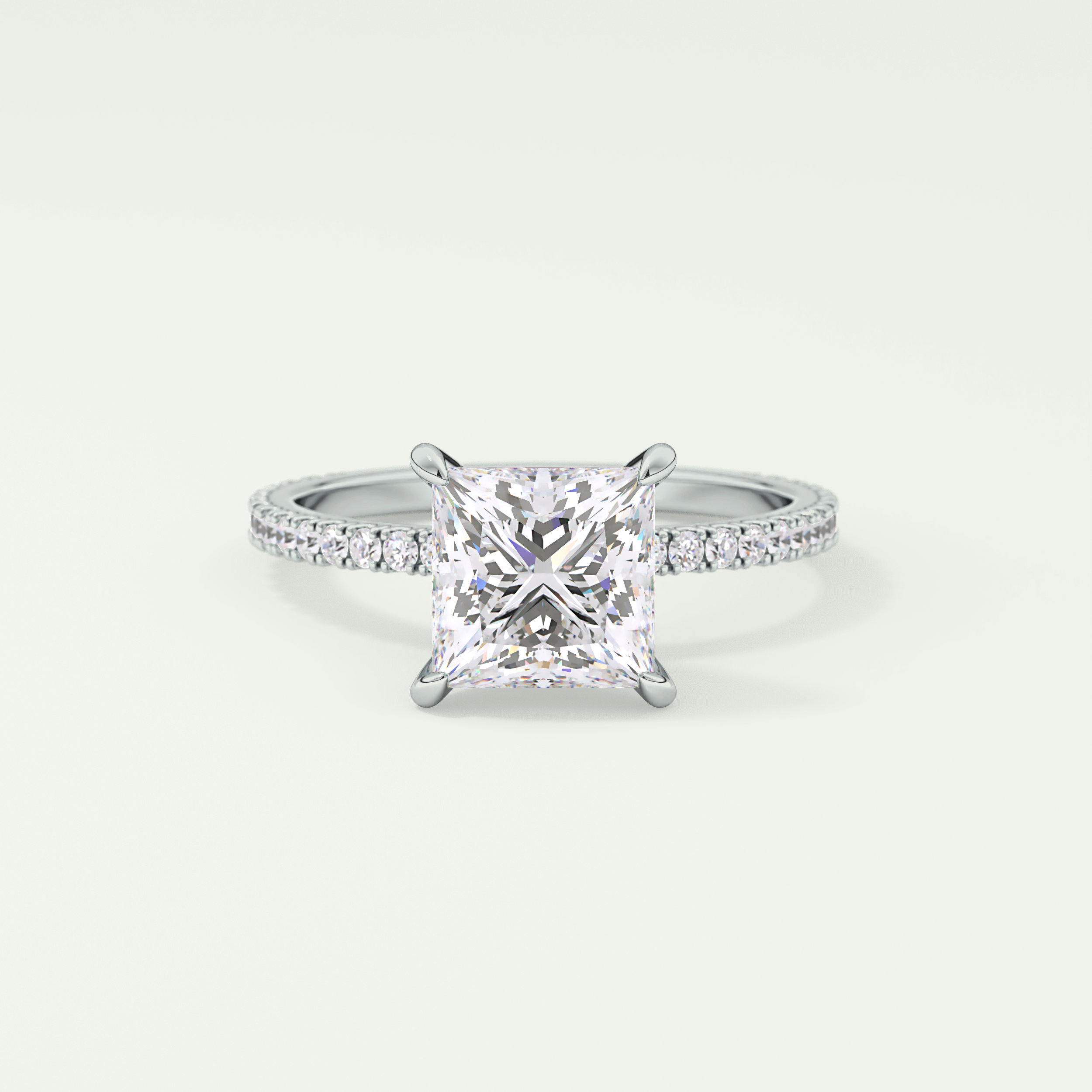 2.0 CT Princess Cut Pave Lab-Grown Diamond Engagement Ring 17