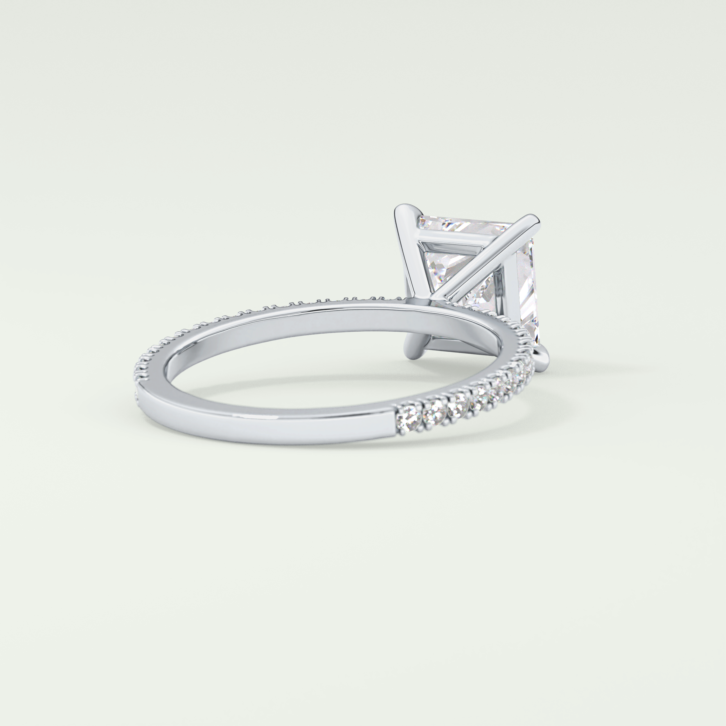 2.0 CT Princess Cut Pave Lab-Grown Diamond Engagement Ring 18