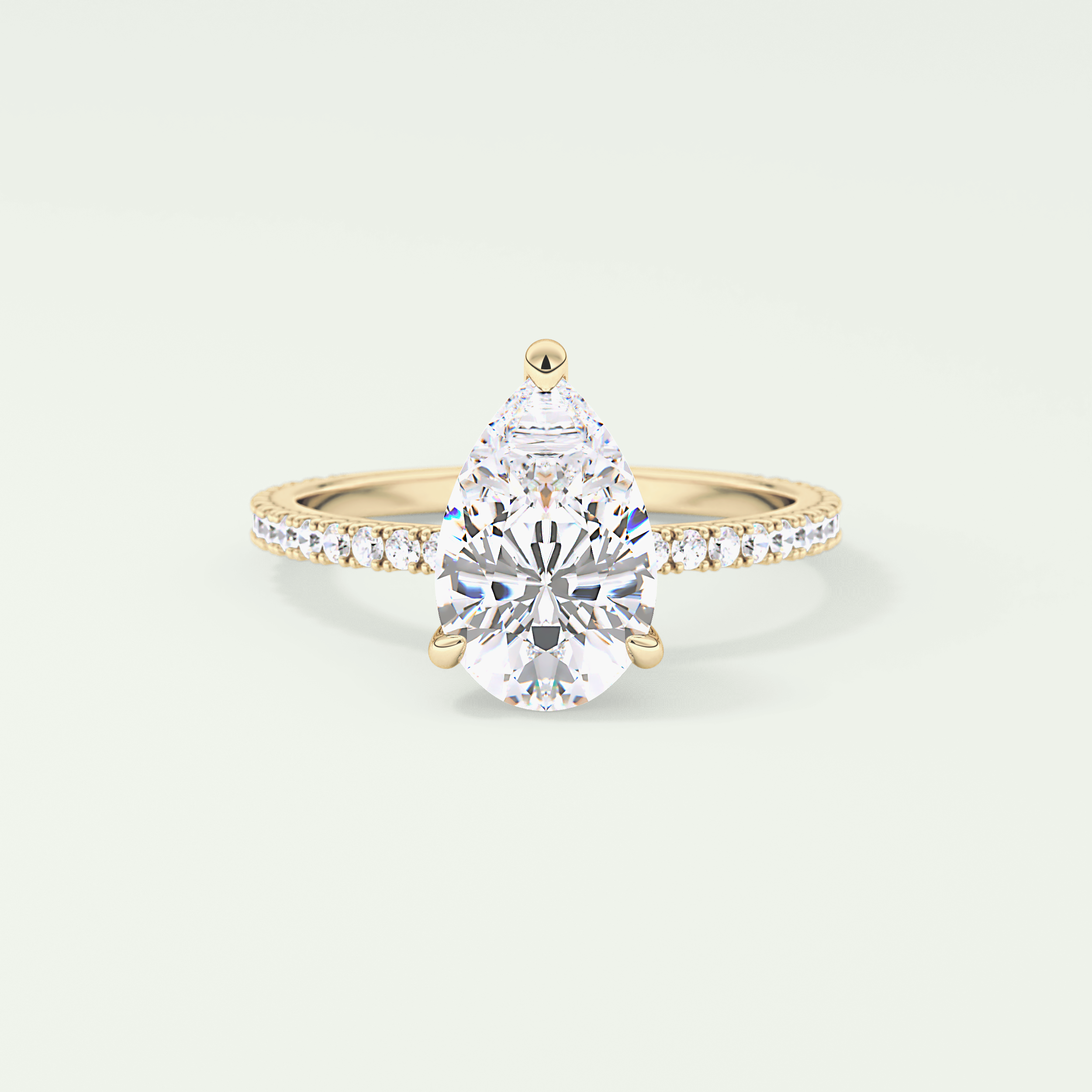 2.0 CT Pear Cut Pave Lab-Grown Diamond Engagement Ring 1