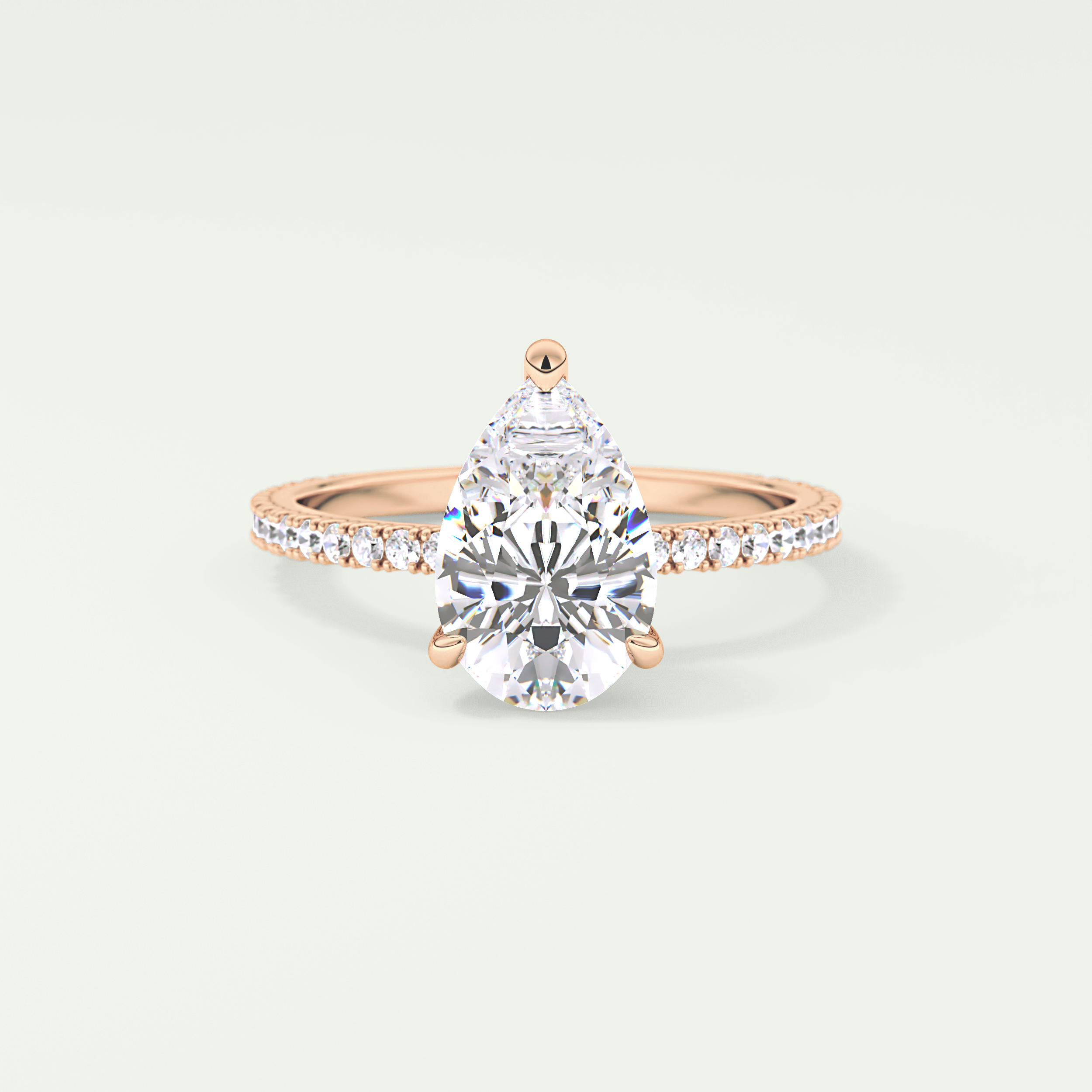 2.0 CT Pear Cut Pave Lab-Grown Diamond Engagement Ring 7