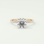 2.0 CT Round Cut Pave Hidden Halo Moissanite Engagement Ring