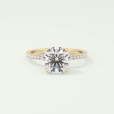 2.0 CT Round Cut Pave Hidden Halo Moissanite Engagement Ring