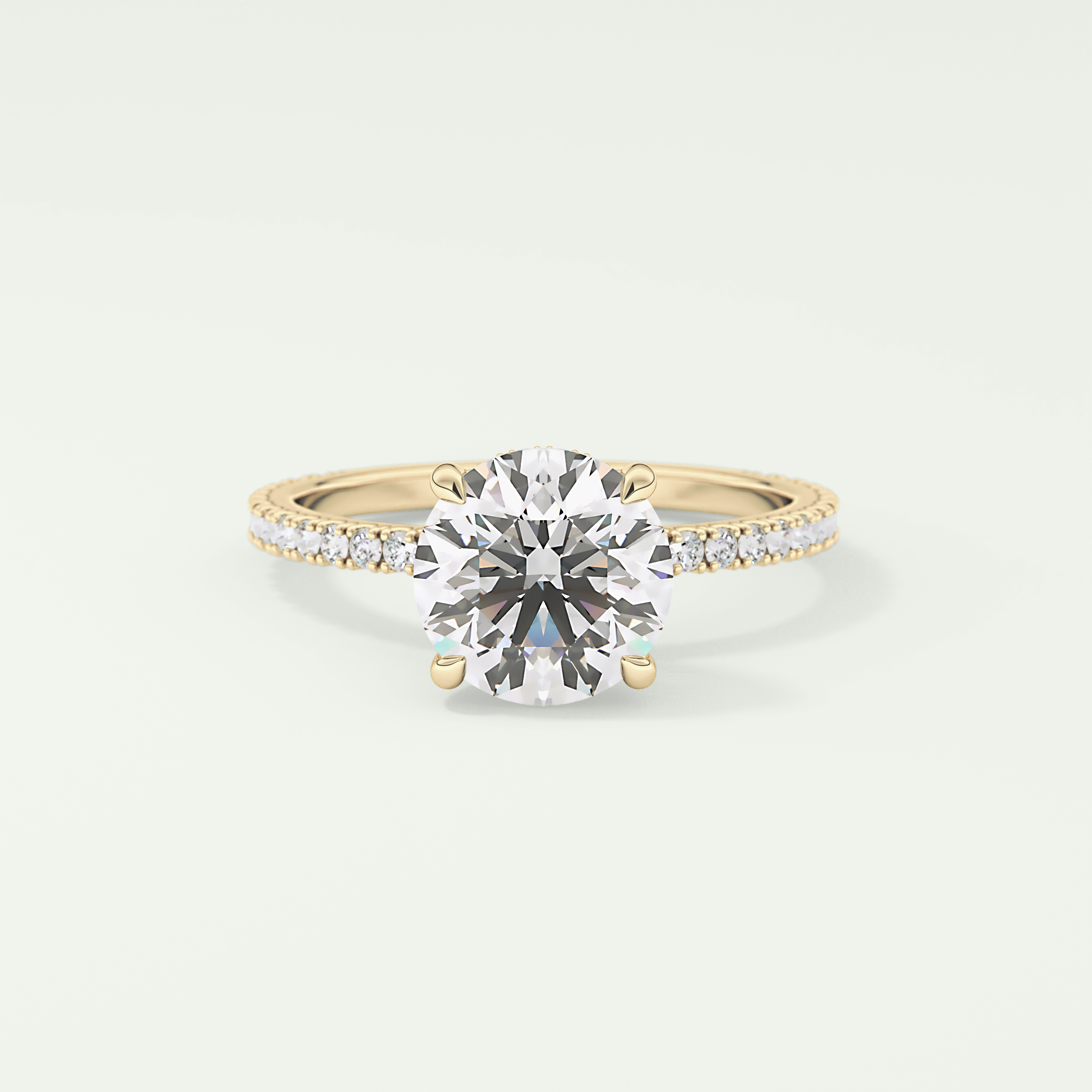 2.0 CT Round Cut Pave Hidden Halo Moissanite Engagement Ring