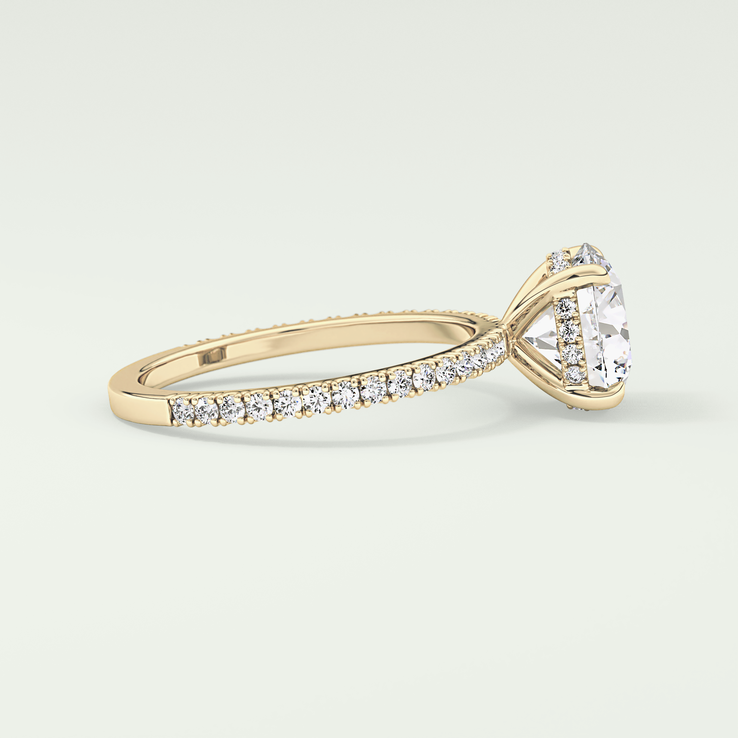 2.0 CT Round Cut Pave Hidden Halo Moissanite Engagement Ring