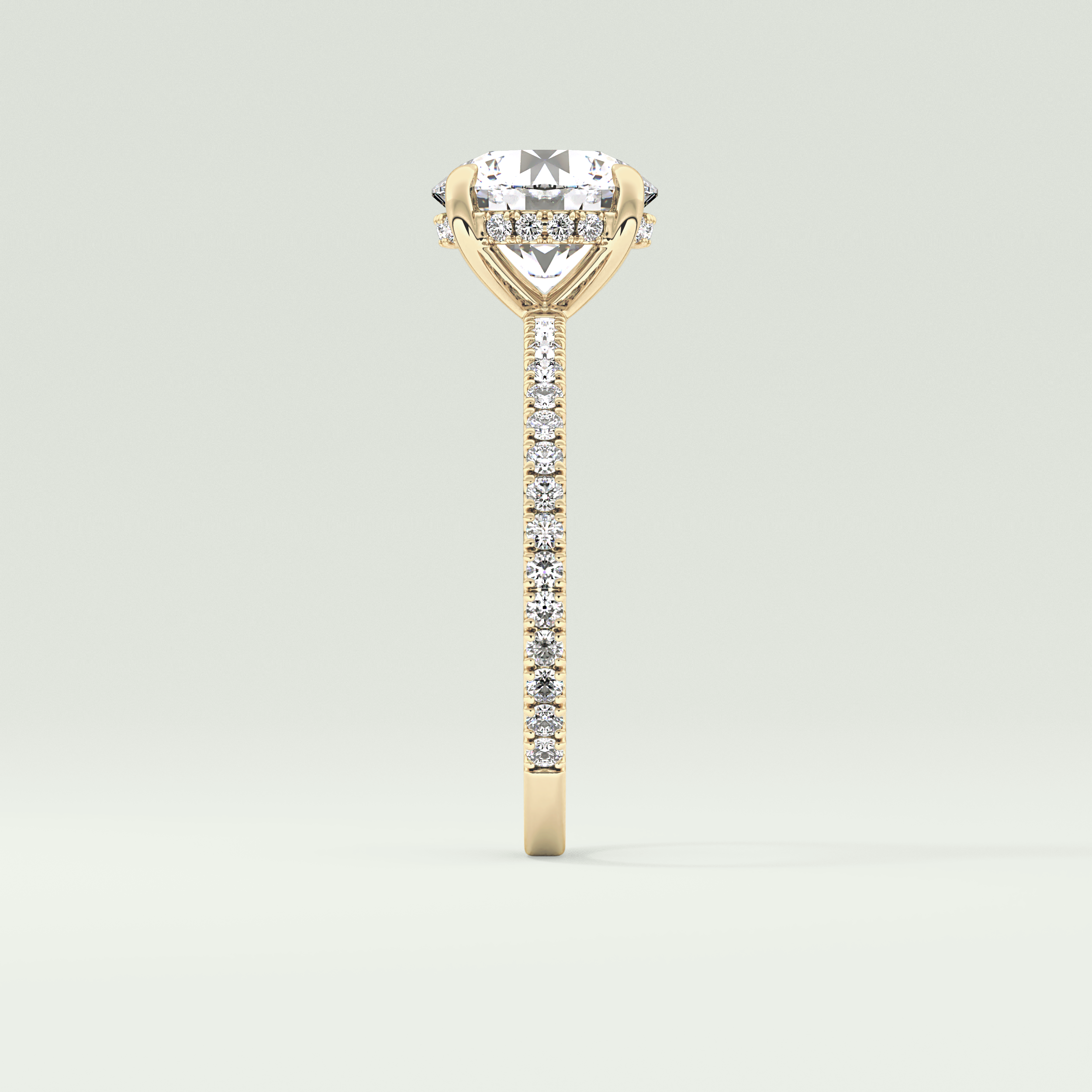 2.0 CT Round Cut Pave Hidden Halo Moissanite Engagement Ring