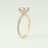 2.0 CT Round Cut Pave Hidden Halo Moissanite Engagement Ring