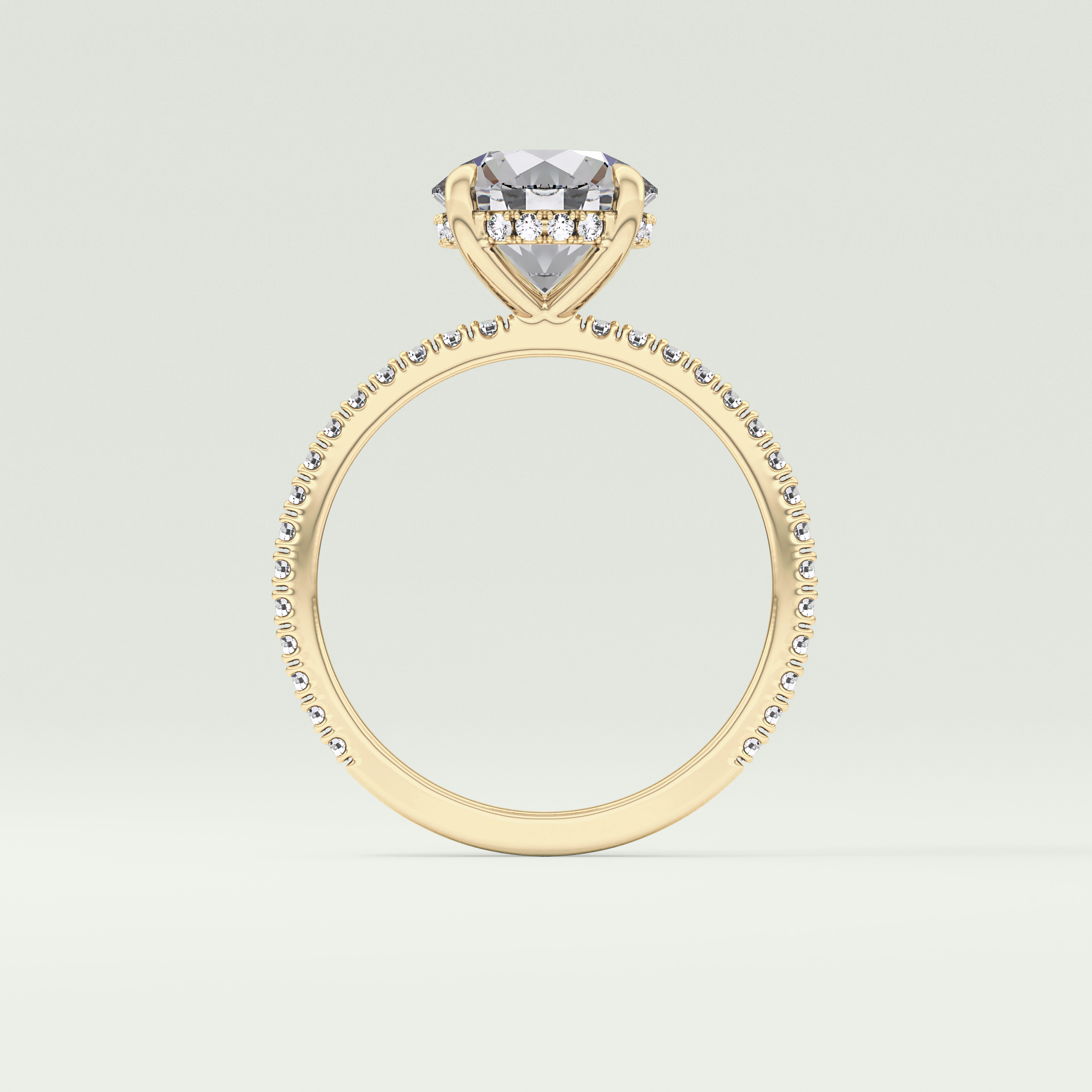 2.0 CT Round Cut Pave Hidden Halo Moissanite Engagement Ring