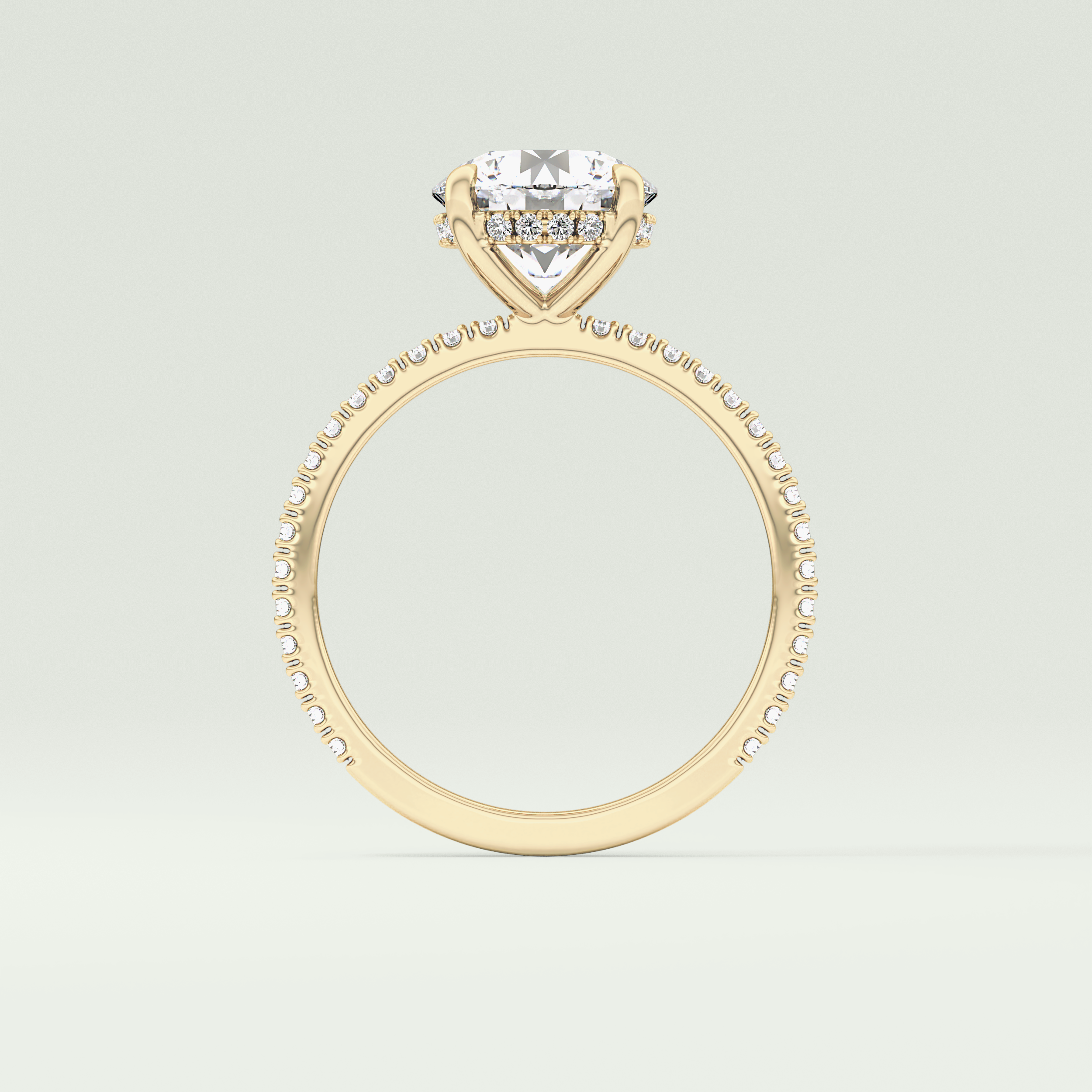 2.0 CT Round Cut Pave Hidden Halo Moissanite Engagement Ring
