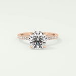 2.0 CT Round Cut Pave Hidden Halo Moissanite Engagement Ring