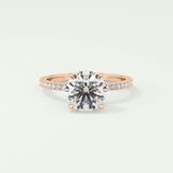 2.0 CT Round Cut Pave Hidden Halo Moissanite Engagement Ring