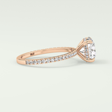 2.0 CT Round Cut Pave Hidden Halo Moissanite Engagement Ring