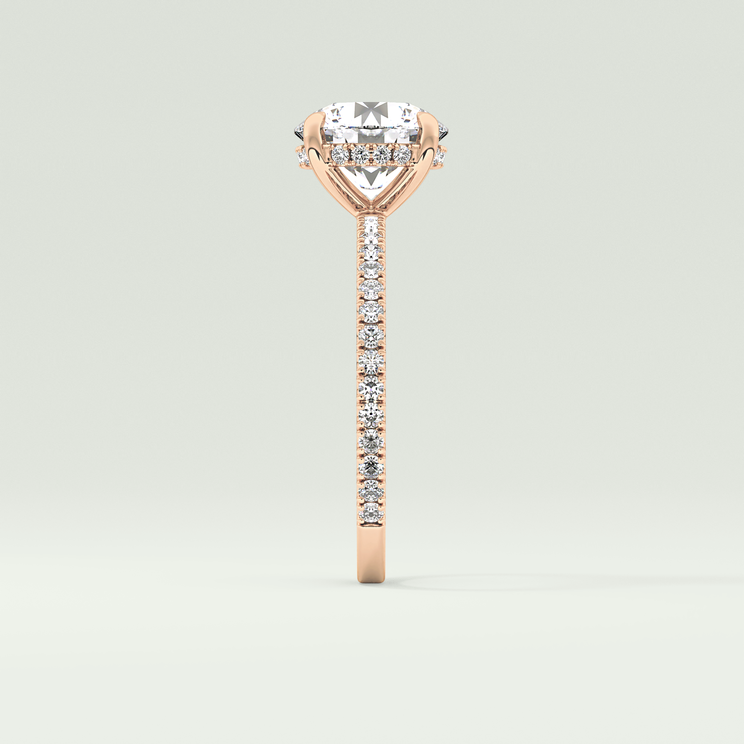 2.0 CT Round Cut Pave Hidden Halo Moissanite Engagement Ring
