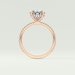 2.0 CT Round Cut Pave Hidden Halo Moissanite Engagement Ring