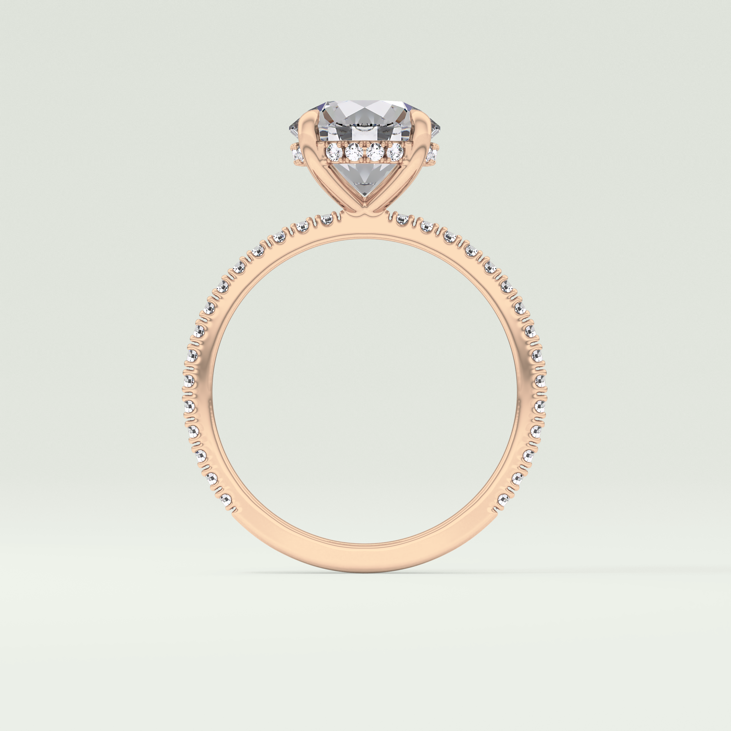 2.0 CT Round Cut Pave Hidden Halo Moissanite Engagement Ring