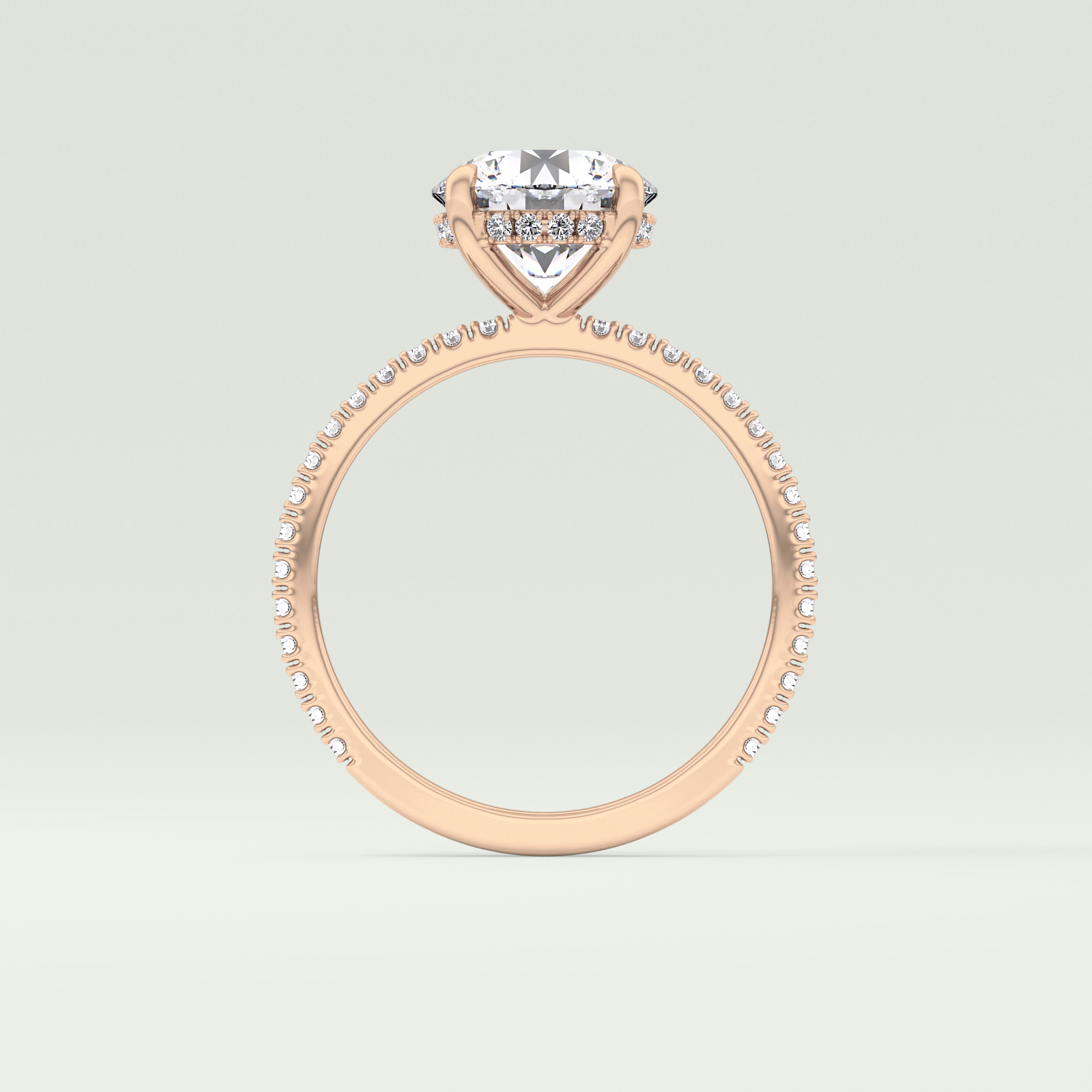 2.0 CT Round Cut Pave Hidden Halo Moissanite Engagement Ring