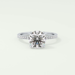 2.0 CT Round Cut Pave Hidden Halo Moissanite Engagement Ring