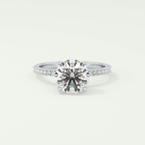 2.0 CT Round Cut Pave Hidden Halo Moissanite Engagement Ring
