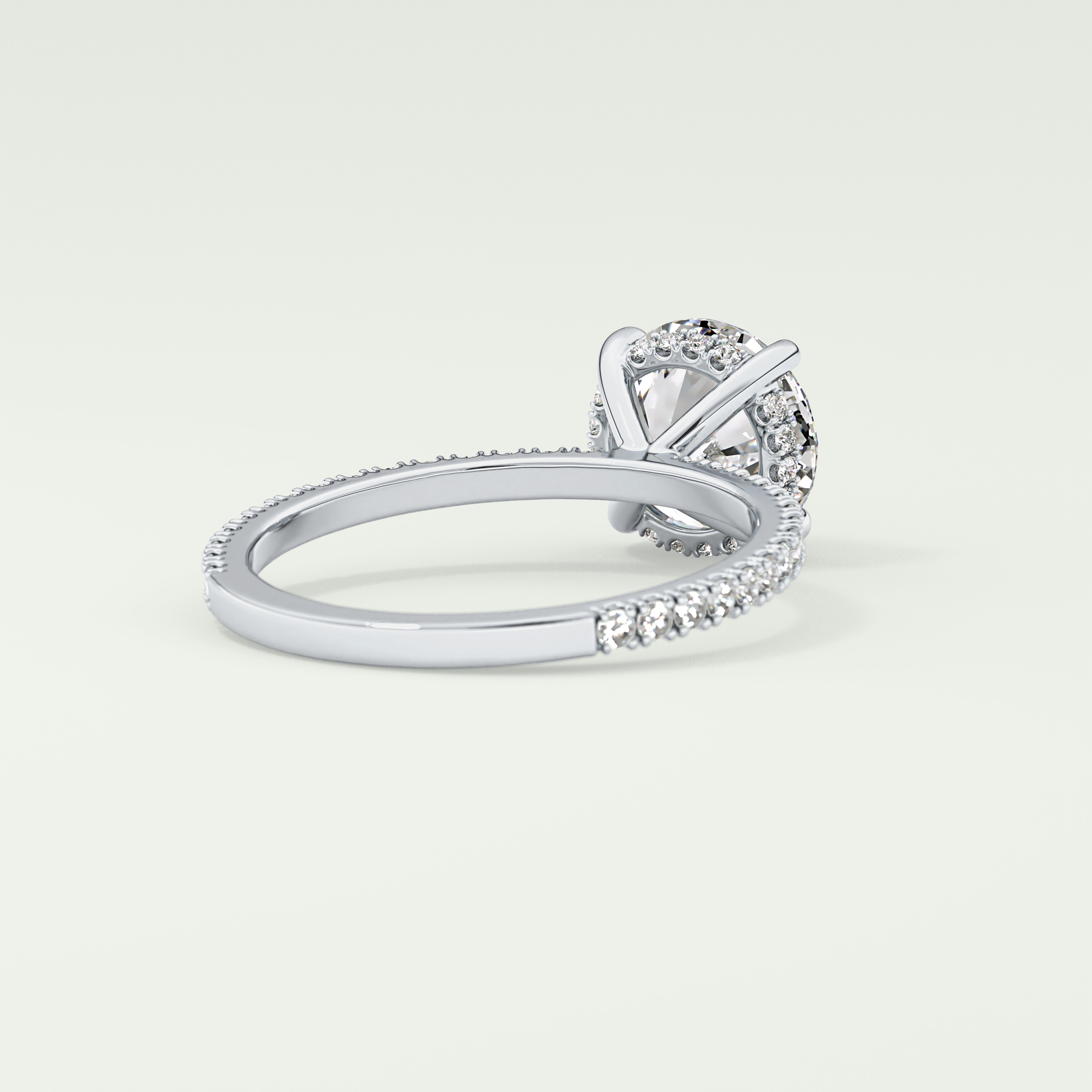 2.0 CT Round Cut Pave Hidden Halo Moissanite Engagement Ring