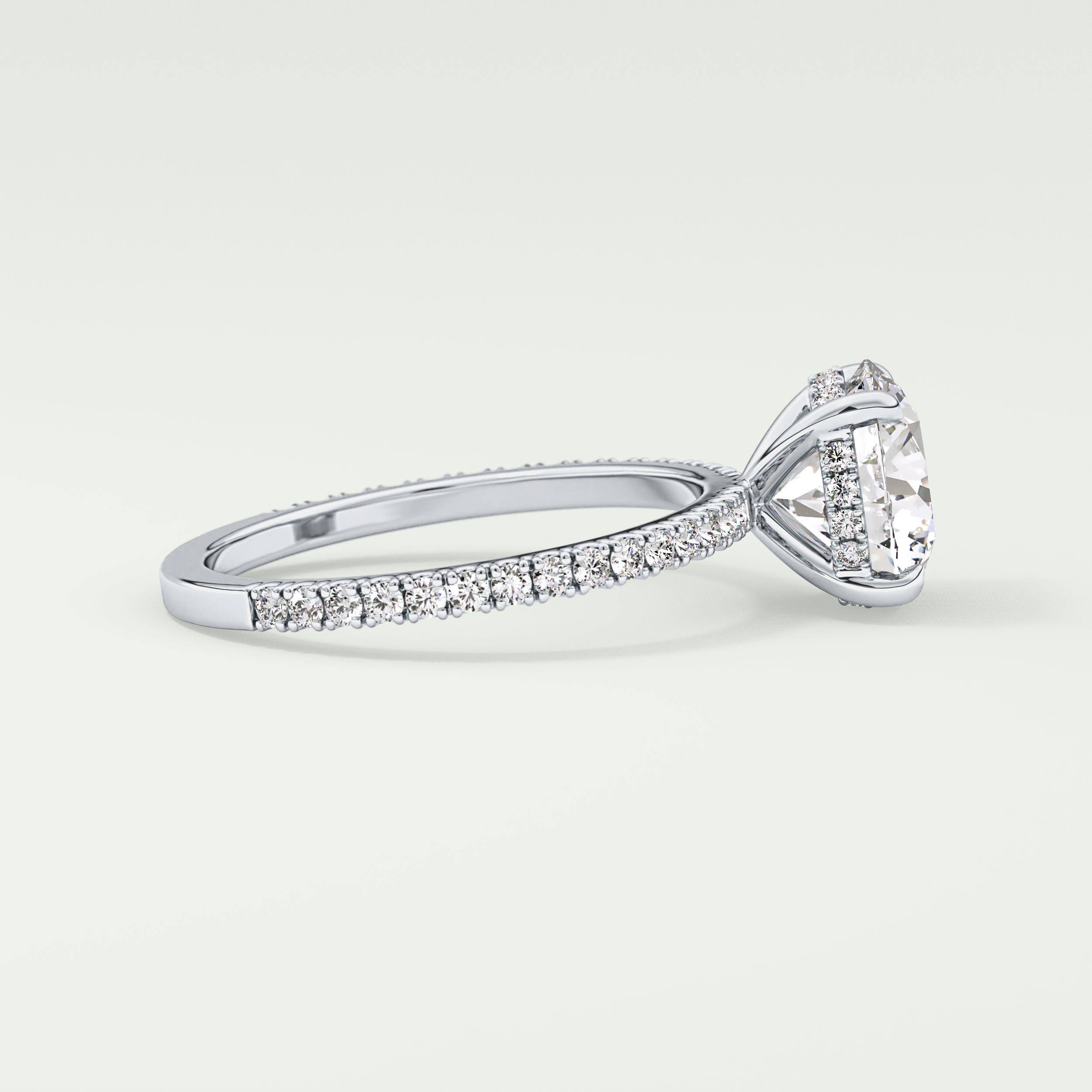 2.0 CT Round Cut Pave Hidden Halo Moissanite Engagement Ring