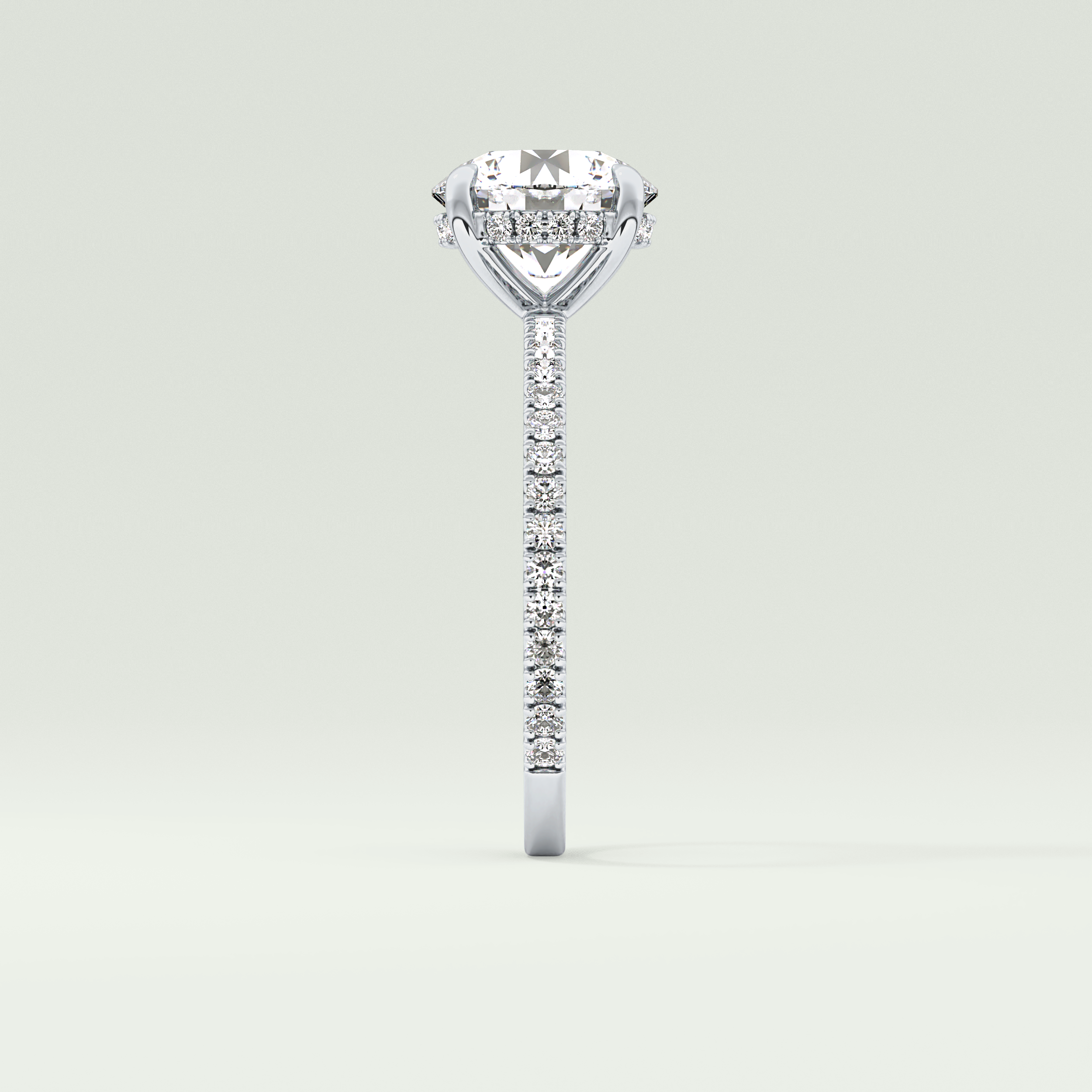 2.0 CT Round Cut Pave Hidden Halo Moissanite Engagement Ring