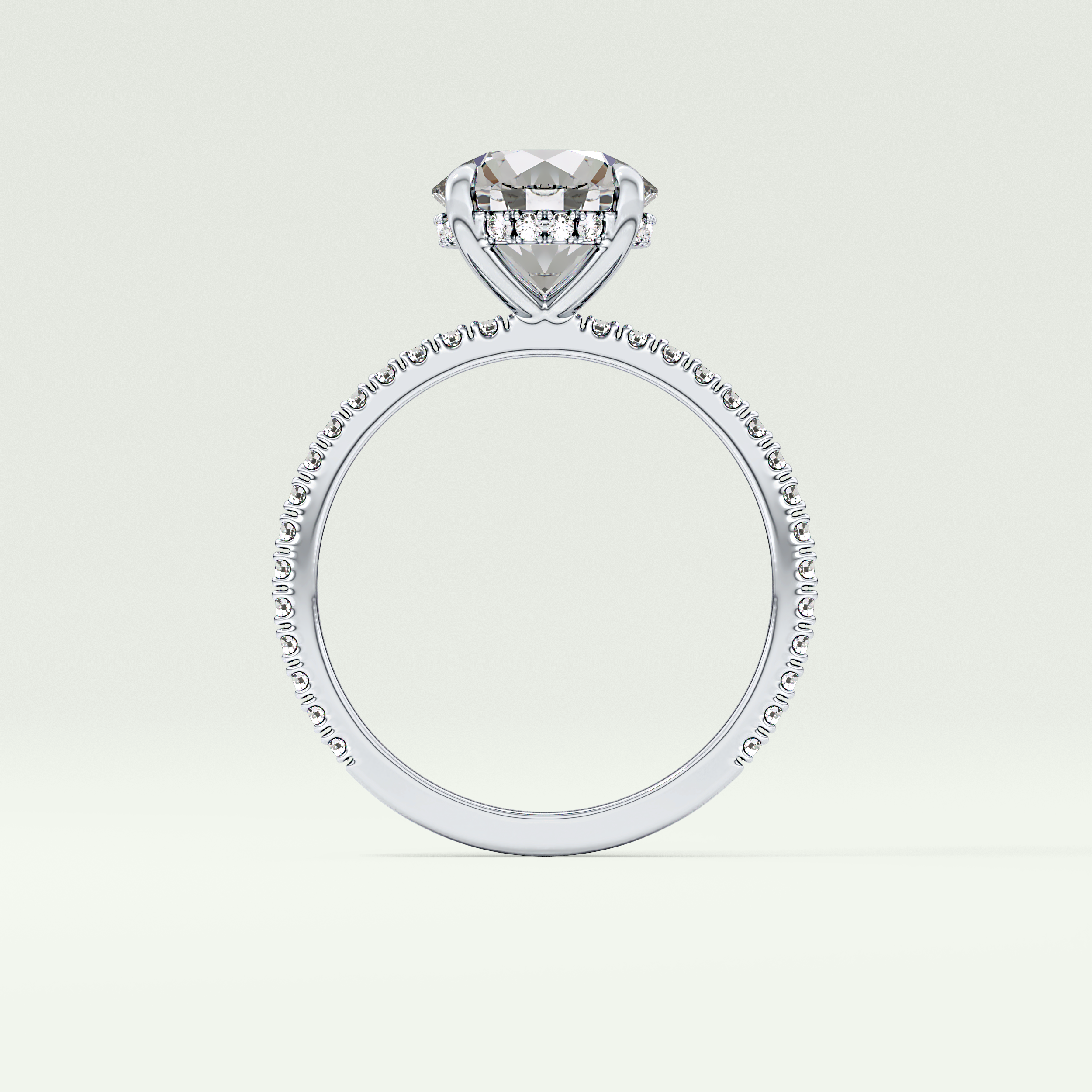 2.0 CT Round Cut Pave Hidden Halo Moissanite Engagement Ring
