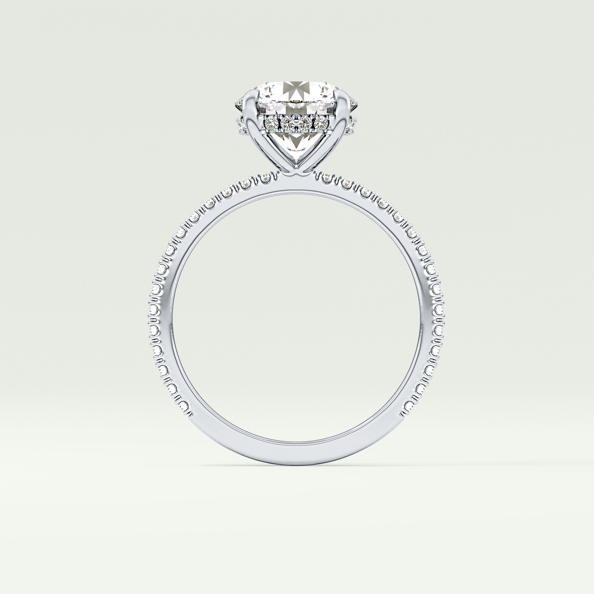 2.0 CT Round Cut Pave Lab-Grown Diamond Engagement Ring