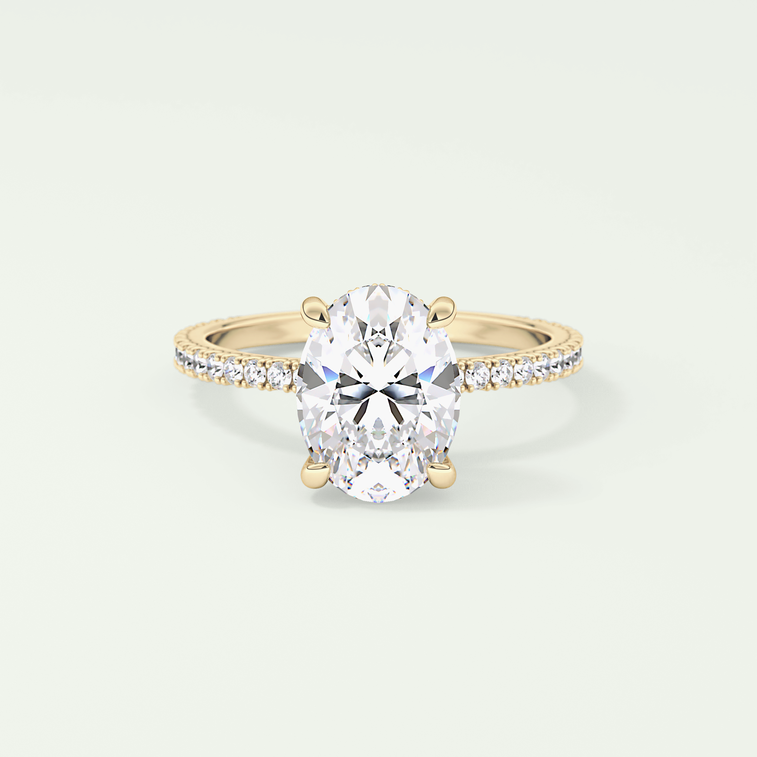 2.0 CT Oval Cut Pave & Hidden Halo Lab-Grown Diamond Engagement Ring 1
