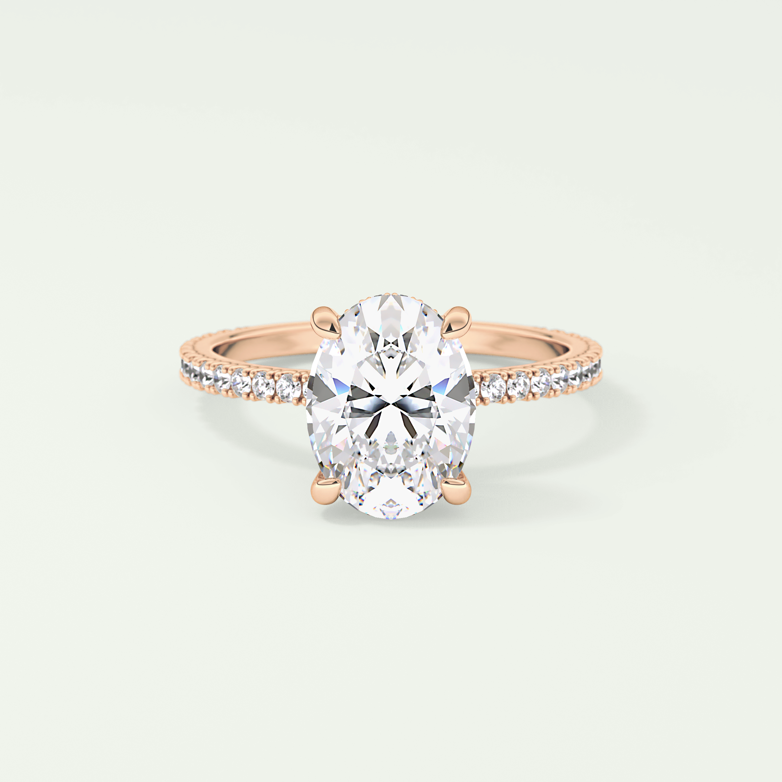 2.0 CT Oval Cut Pave & Hidden Halo Lab-Grown Diamond Engagement Ring 7