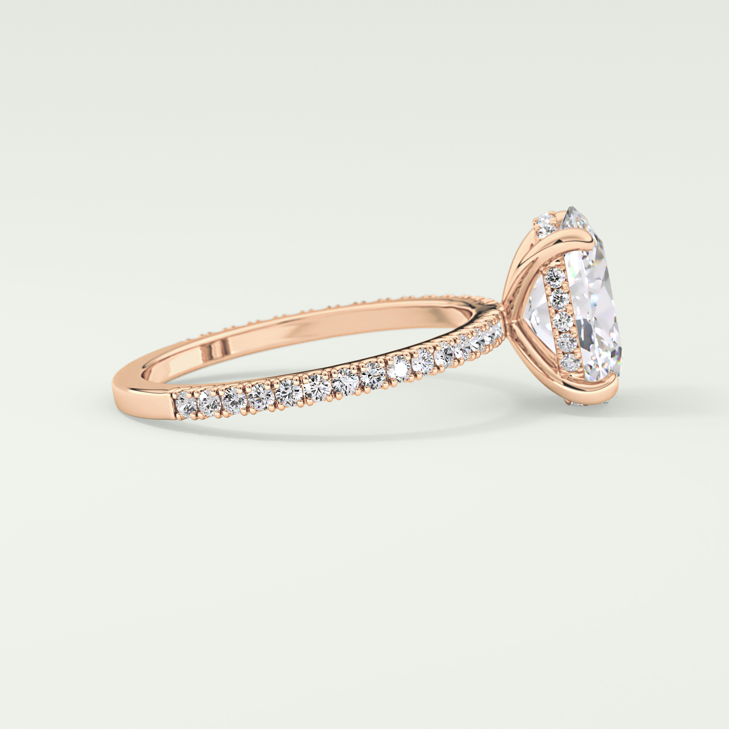 2.0 CT Oval Cut Pave & Hidden Halo Lab-Grown Diamond Engagement Ring 9