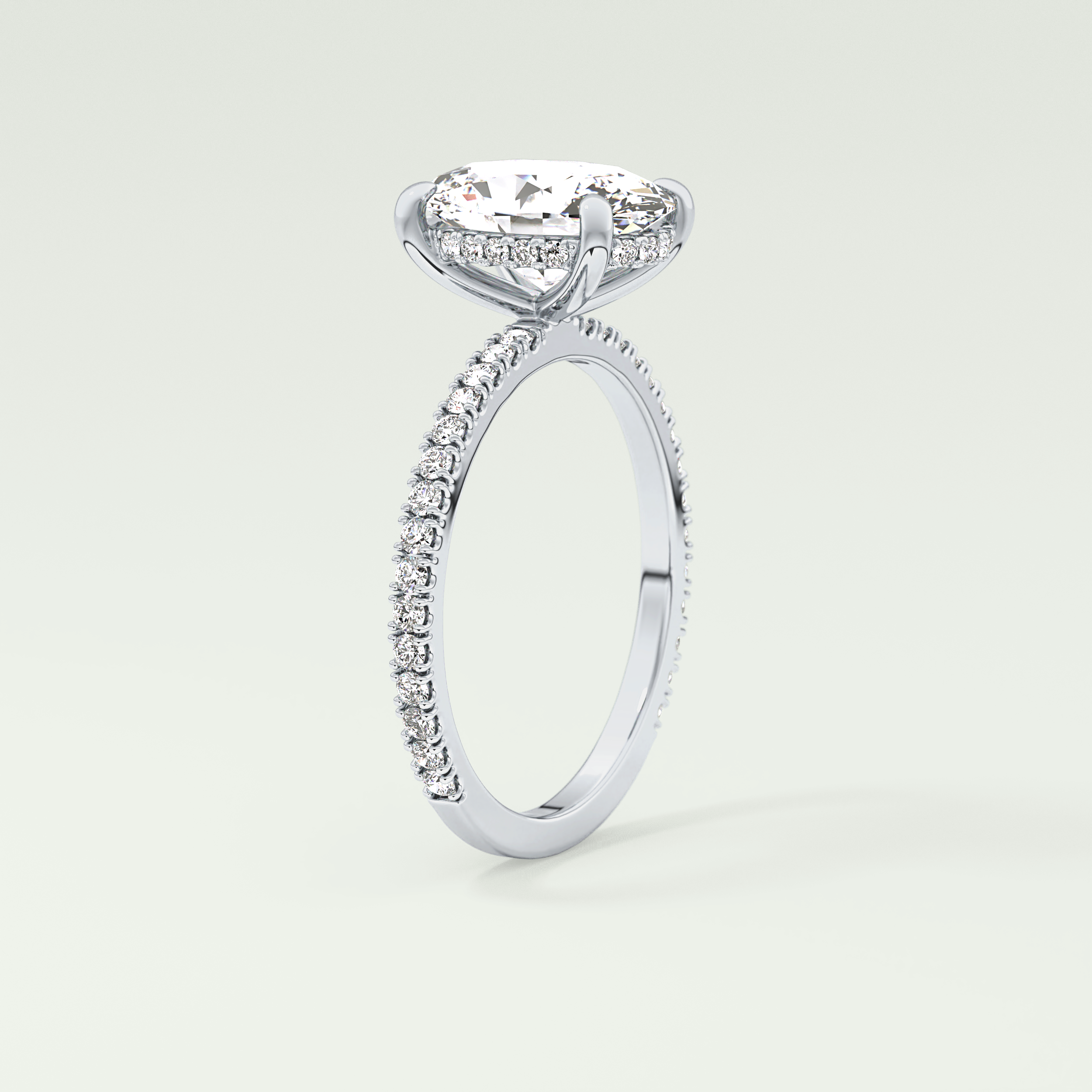 2.0 CT Oval Cut Pave & Hidden Halo Lab-Grown Diamond Engagement Ring 17