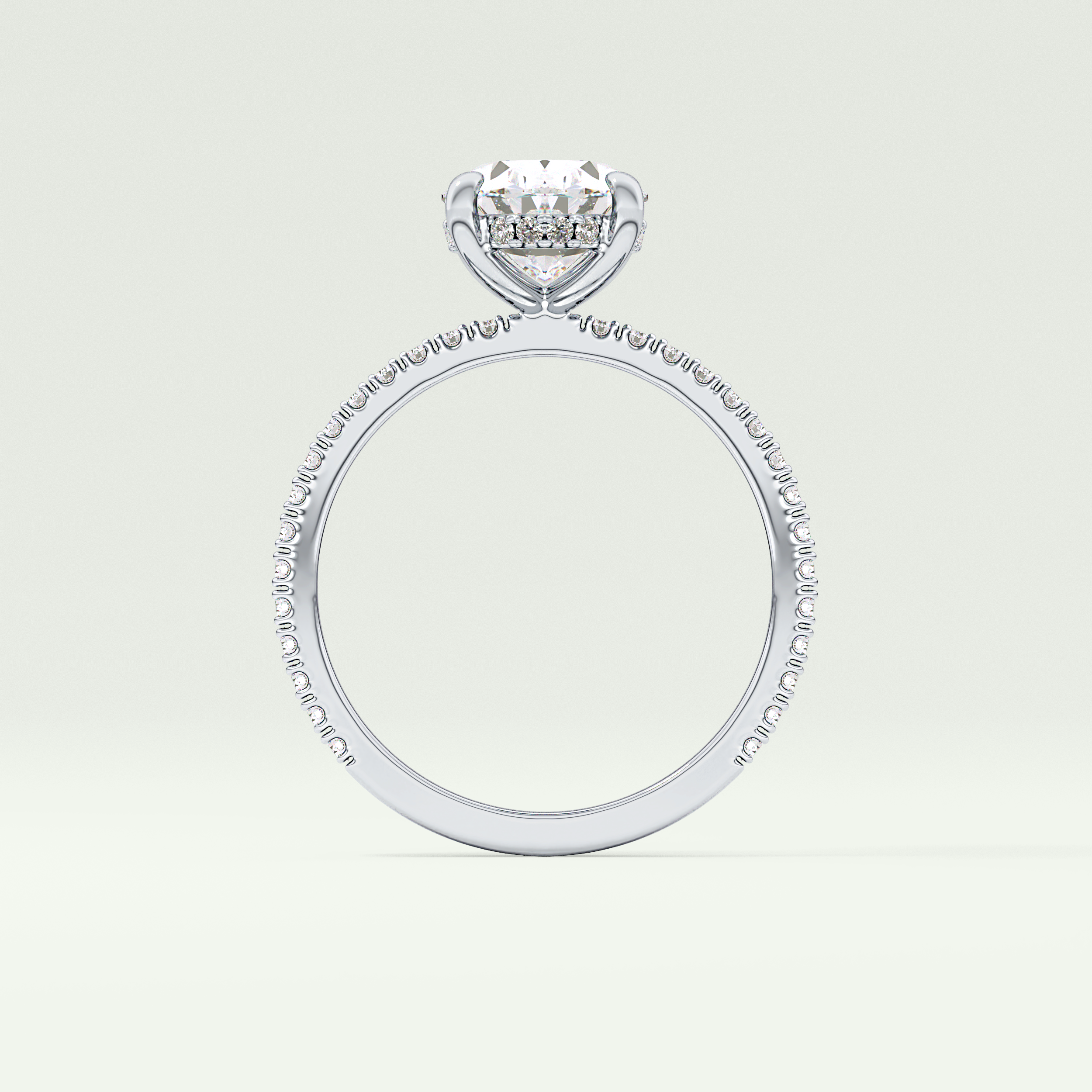 2.0 CT Oval Cut Pave & Hidden Halo Lab-Grown Diamond Engagement Ring 18