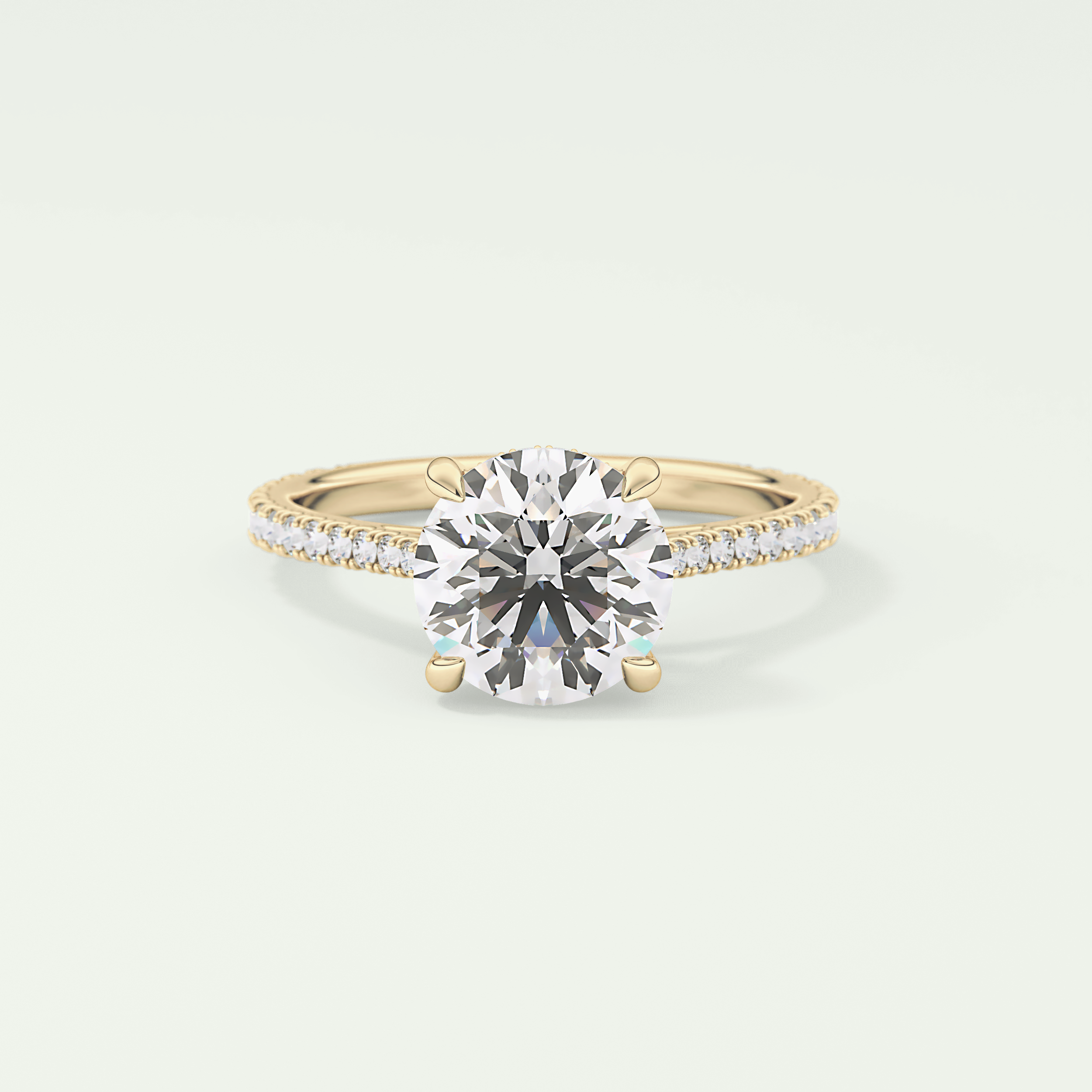 2.0 CT Round Cut Pave Hidden Halo Lab Grown Diamond Engagement Ring