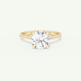 2.0 CT Round Cut Pave Hidden Halo Moissanite Engagement Ring