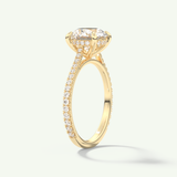 2.0 CT Round Cut Pave Hidden Halo Moissanite Engagement Ring