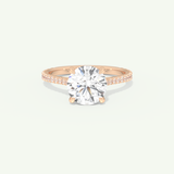 2.0 CT Round Cut Pave Hidden Halo Moissanite Engagement Ring