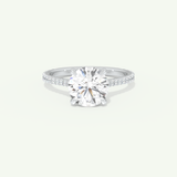 2.0 CT Round Cut Pave Hidden Halo Moissanite Engagement Ring