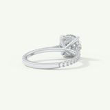 2.0 CT Round Cut Pave Hidden Halo Moissanite Engagement Ring